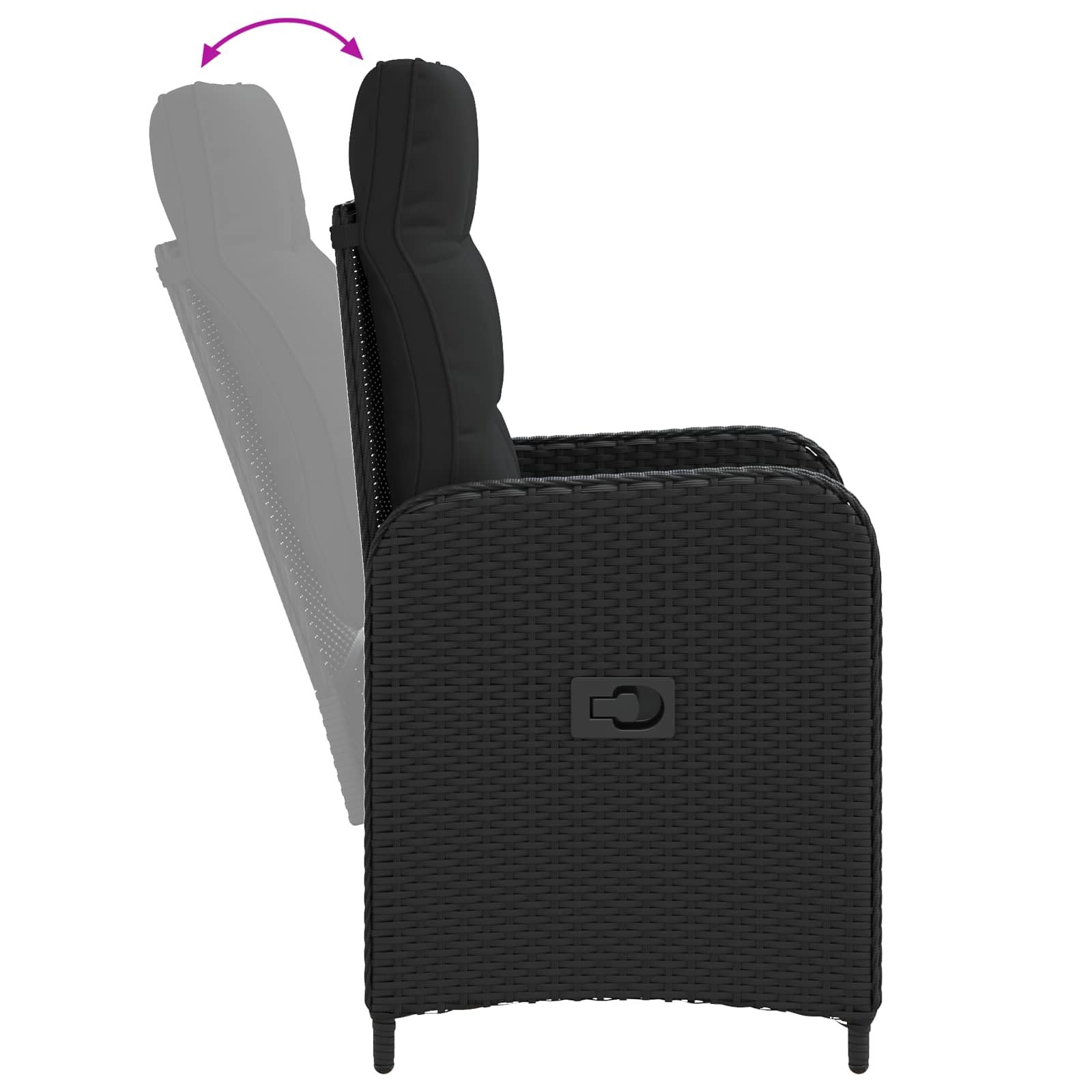 Garden Lounge Set Black Rattan 57x63x94cm