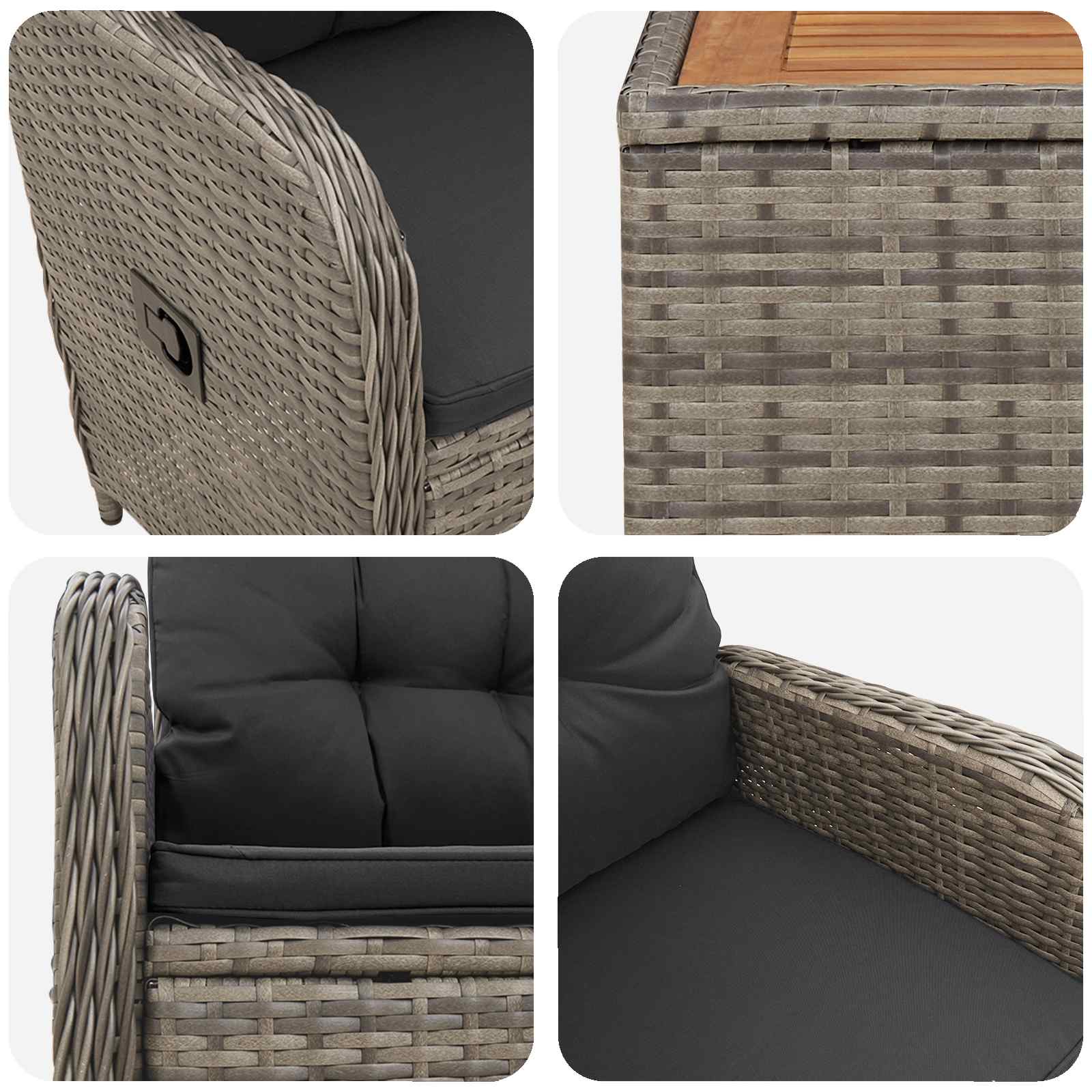 Grey Outdoor Lounge Set 57x63x94cm