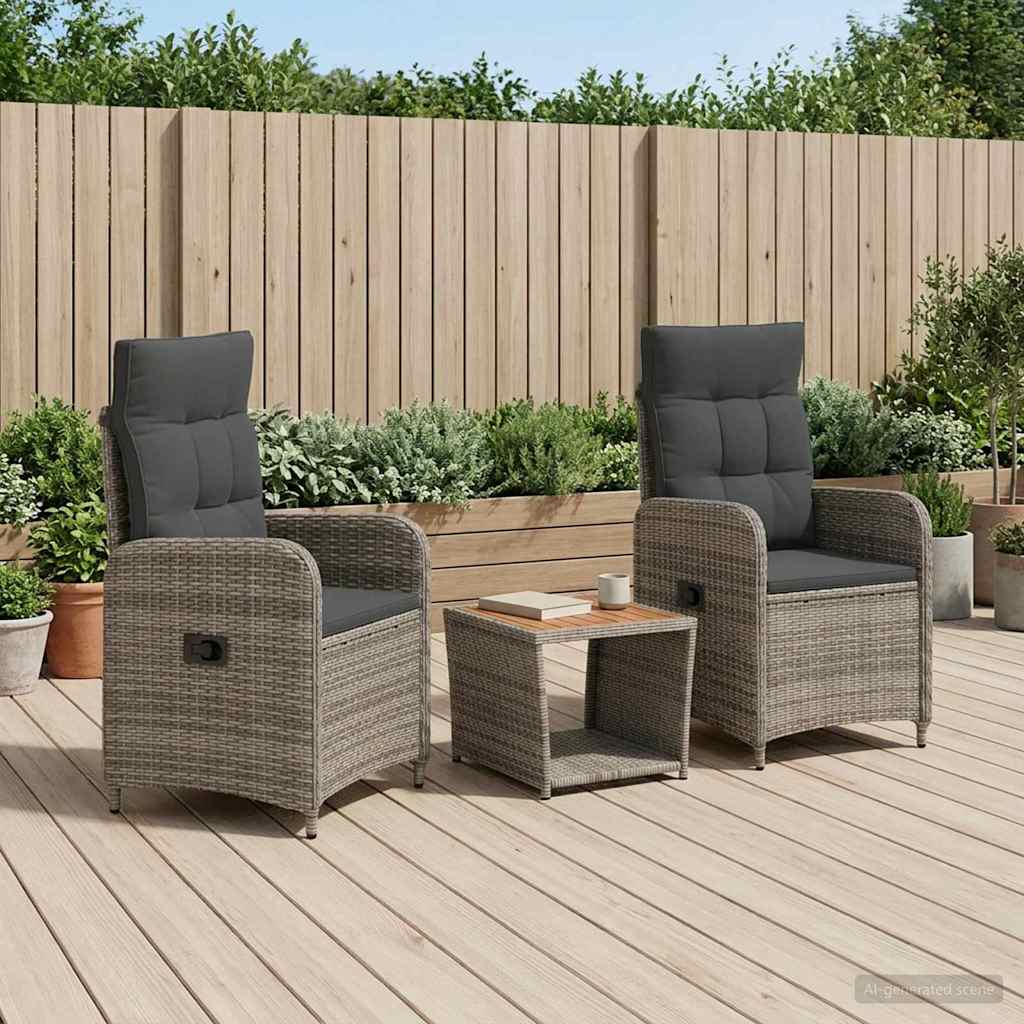 Grey Lounge Set 3 Piece 57x63x94cm