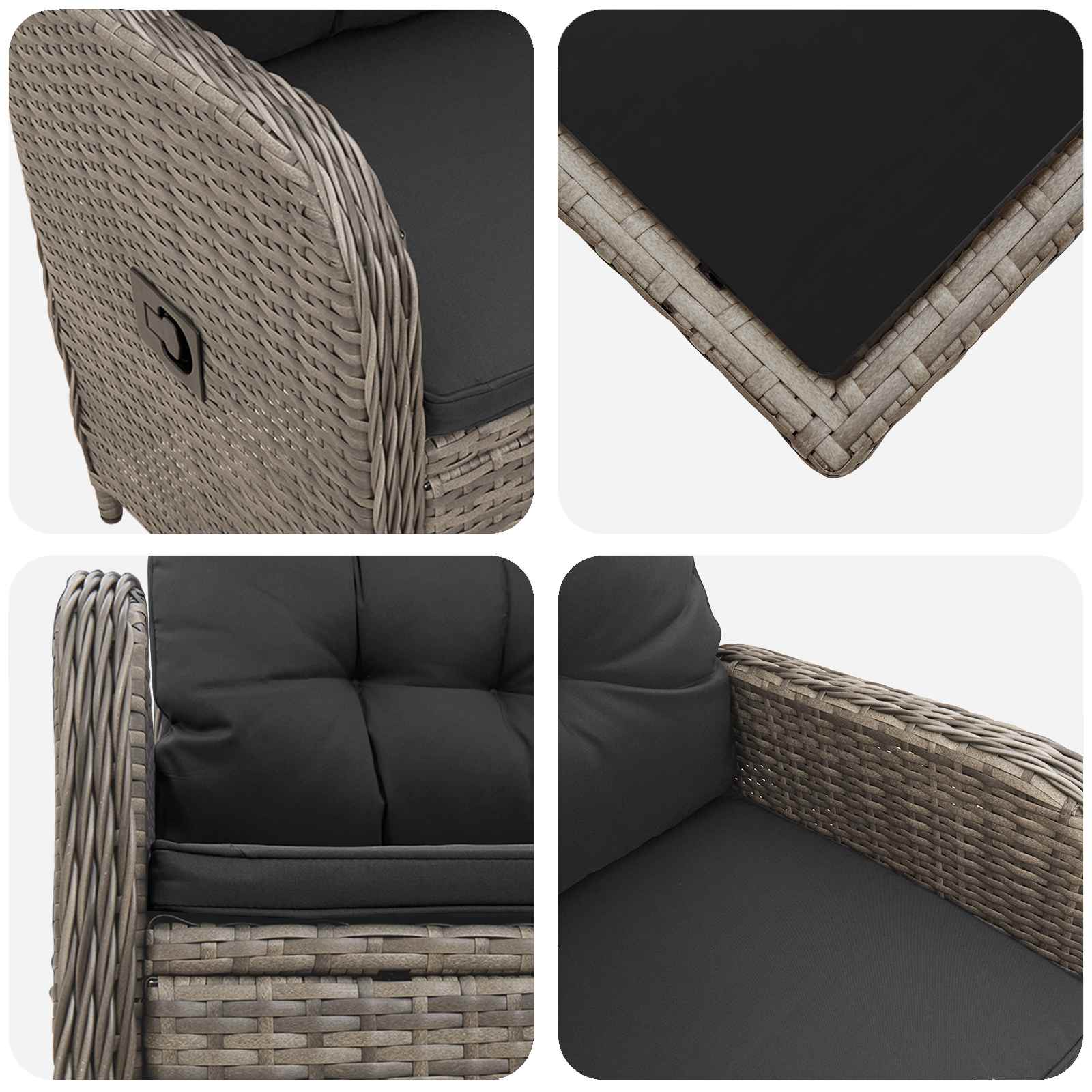 Grey Garden Lounge Set 2pc 57x63x94cm