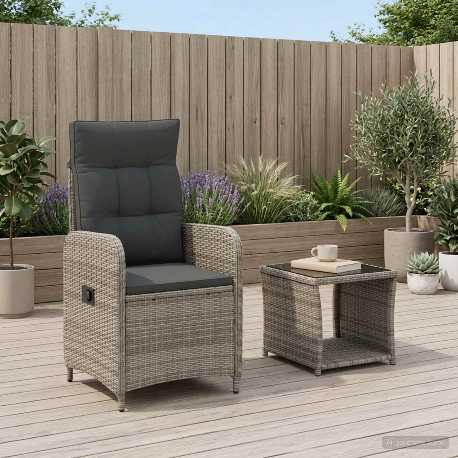 Grey Garden Lounge Set 2pc 57x63x94cm