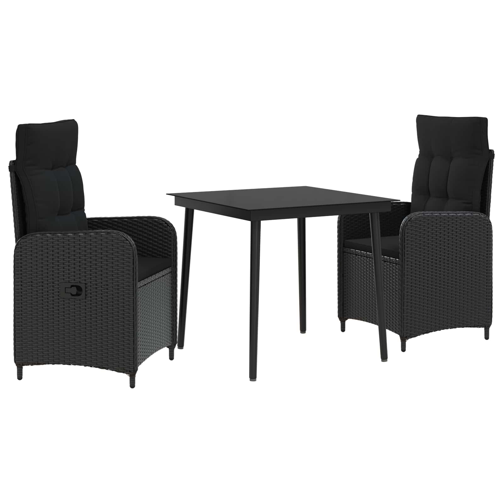 PE Rattan Sofa Table Set 3 Piece Black | Simpledeals