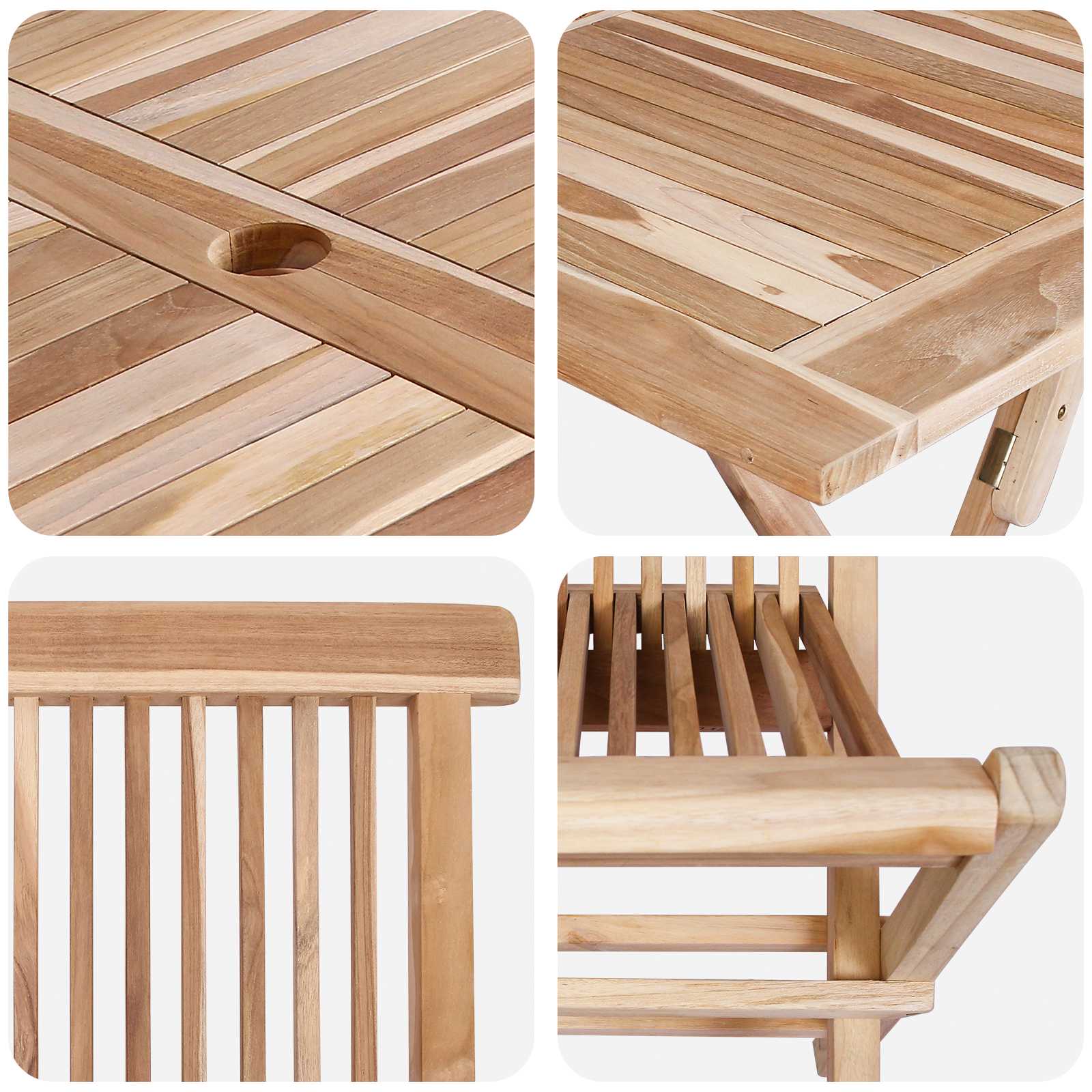 Teak Garden Furniture Set Natural 120x70x75.5cm