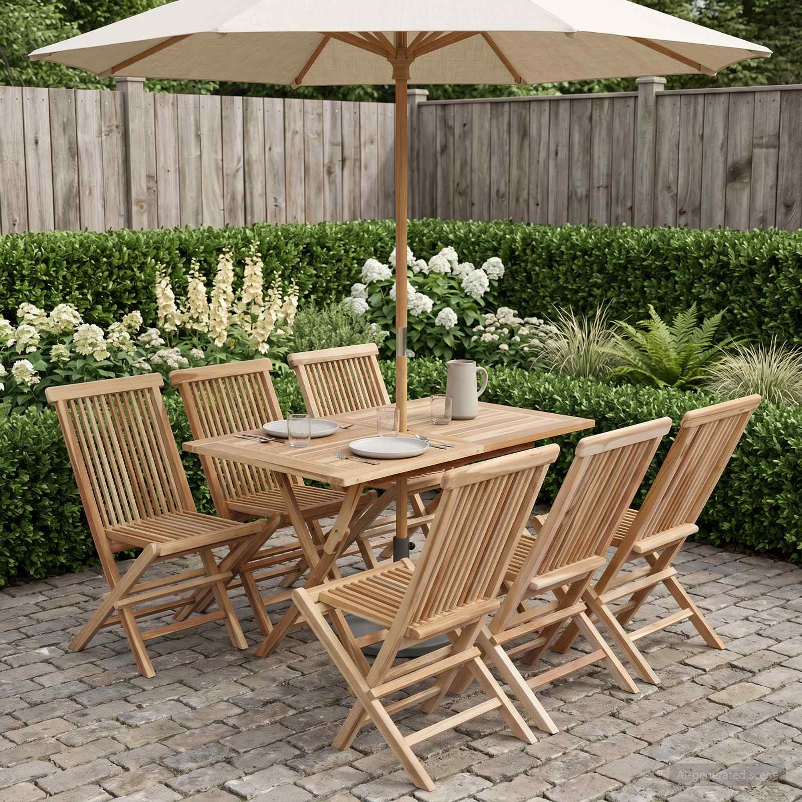 Teak Garden Furniture Set Natural 120x70x75.5cm