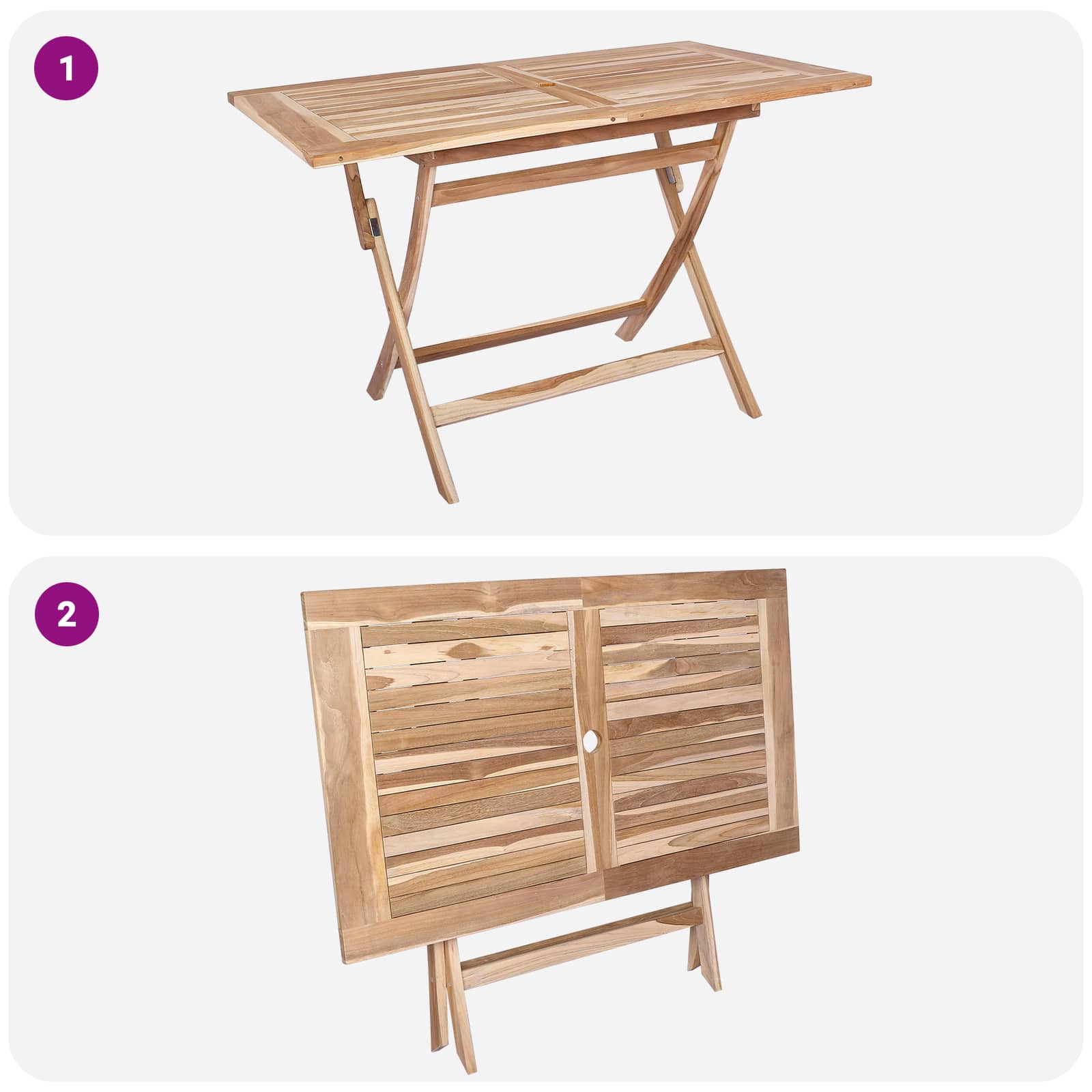 Teak Garden Furniture Set Natural 120x70x75.5cm