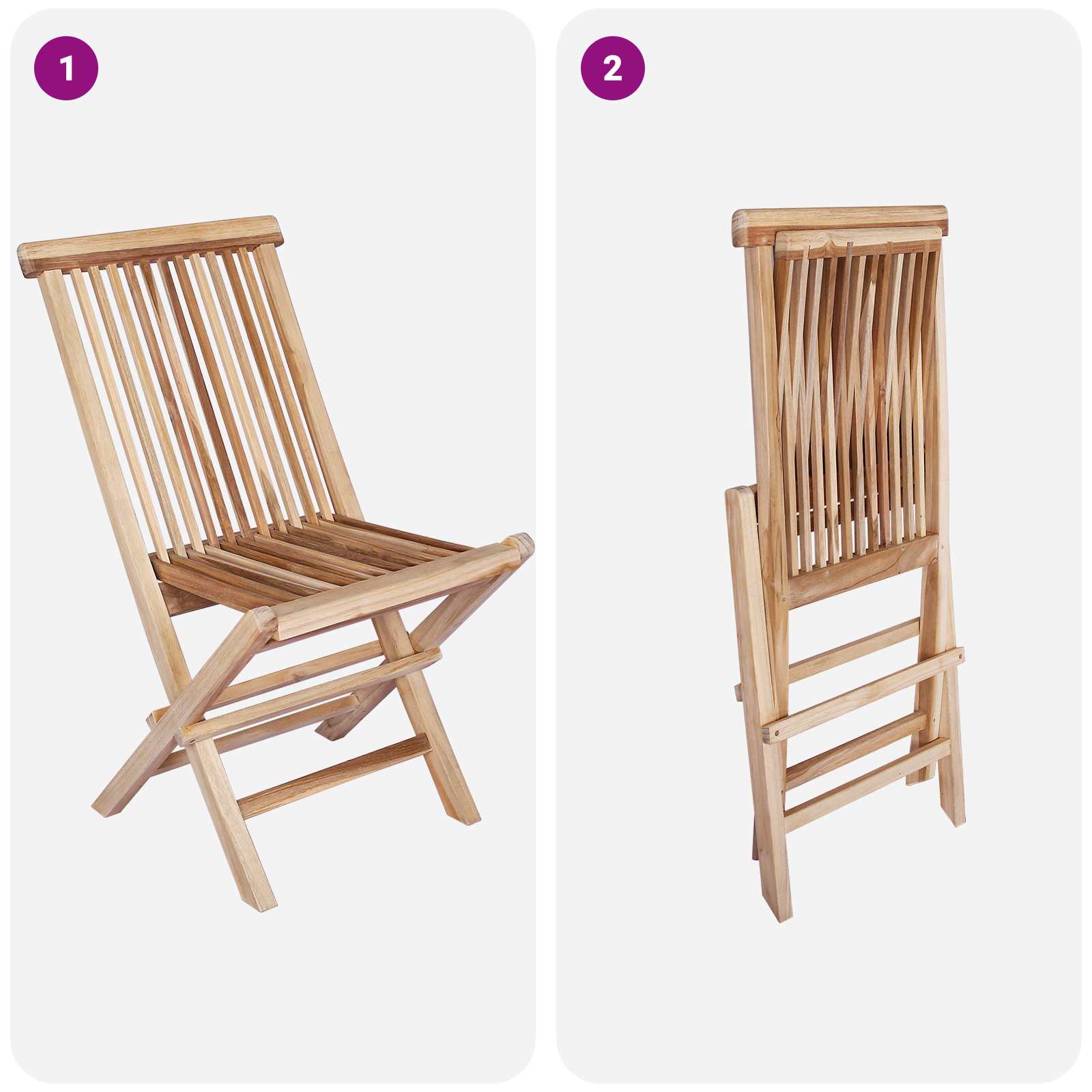 Teak Garden Furniture Set Natural 120x70x75.5cm