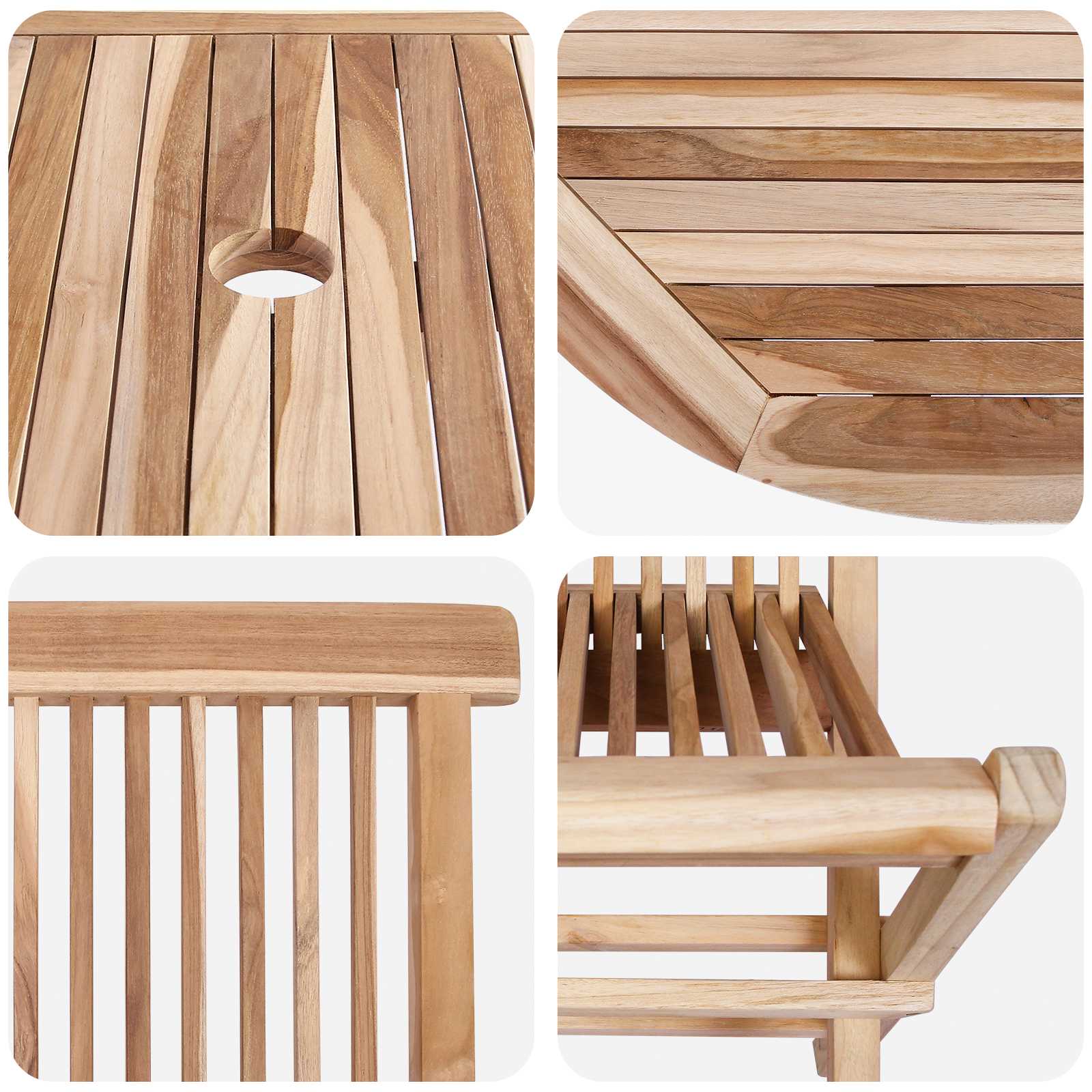 Teak Garden Furniture Set Natural 160x80x76cm
