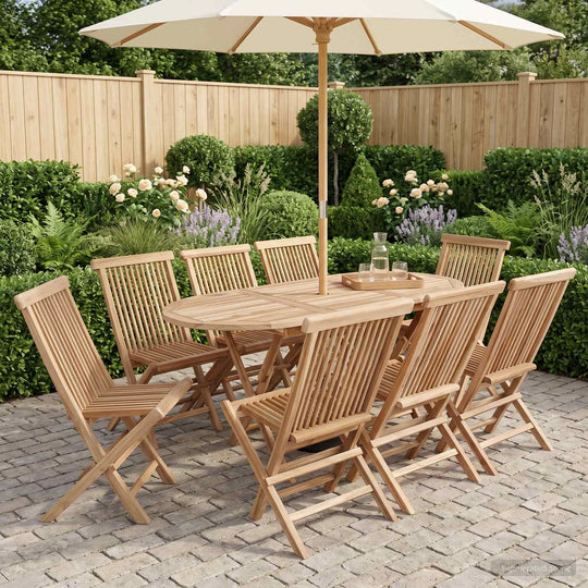 Teak Garden Furniture Set Natural 160x80x76cm
