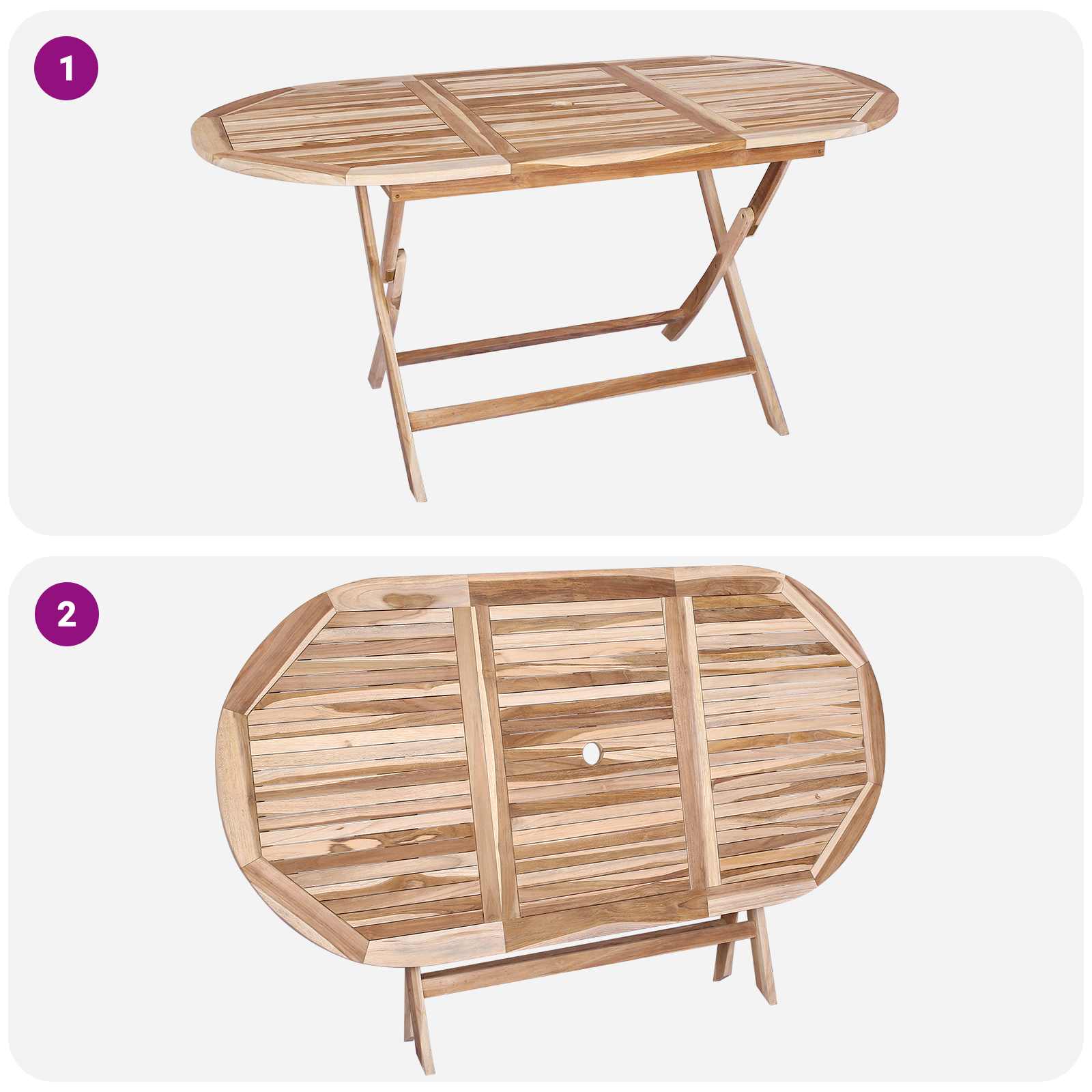 Teak Garden Furniture Set Natural 160x80x76cm