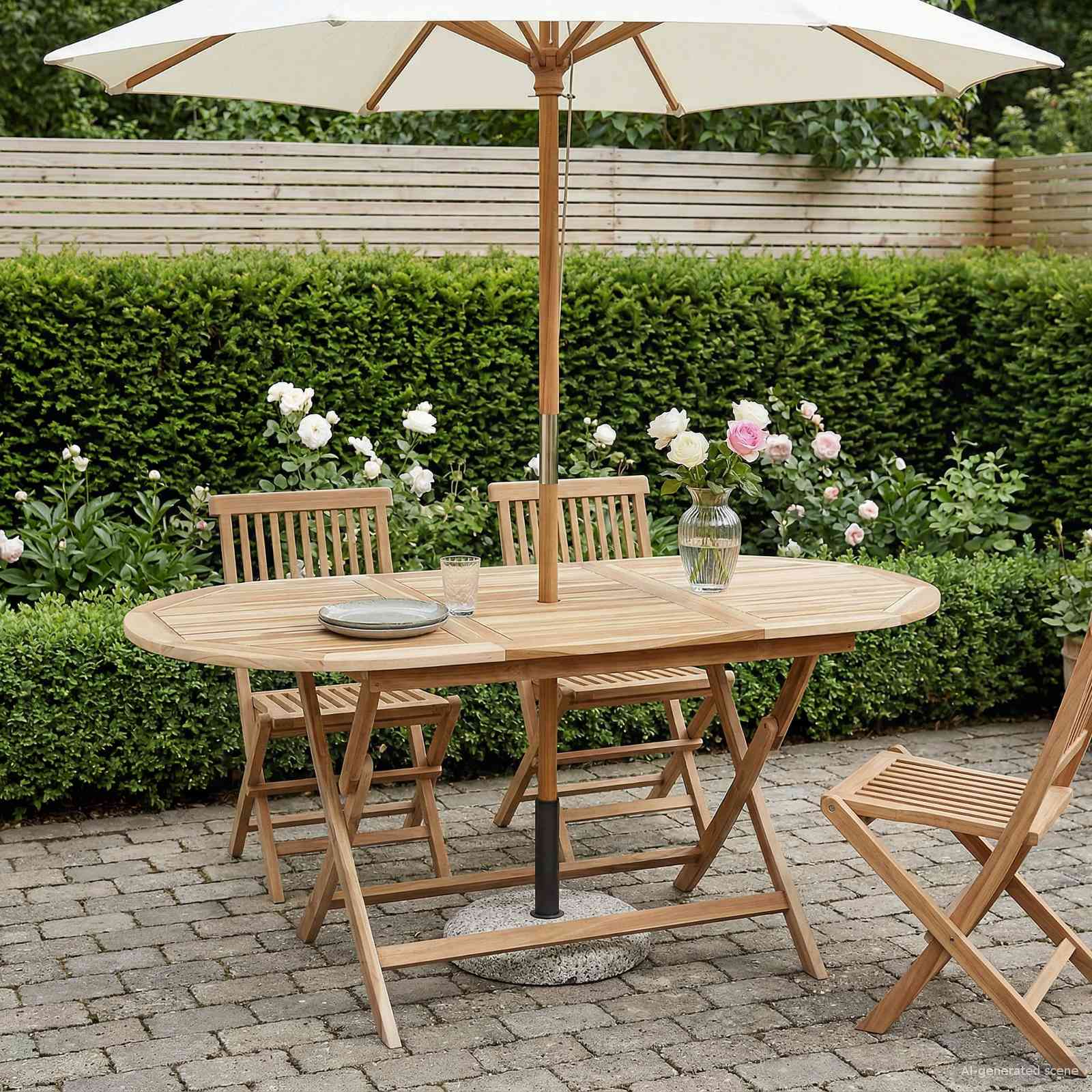 Folding Garden Table Natural Wood 160x80x76cm