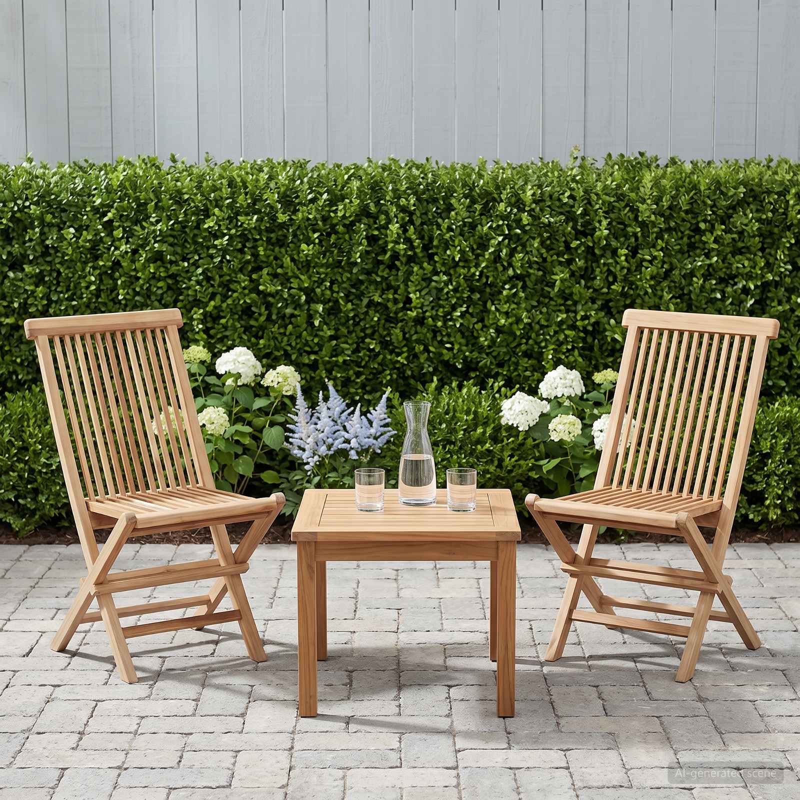 Natural Teak Folding Chair Set 47.5x61x89cm