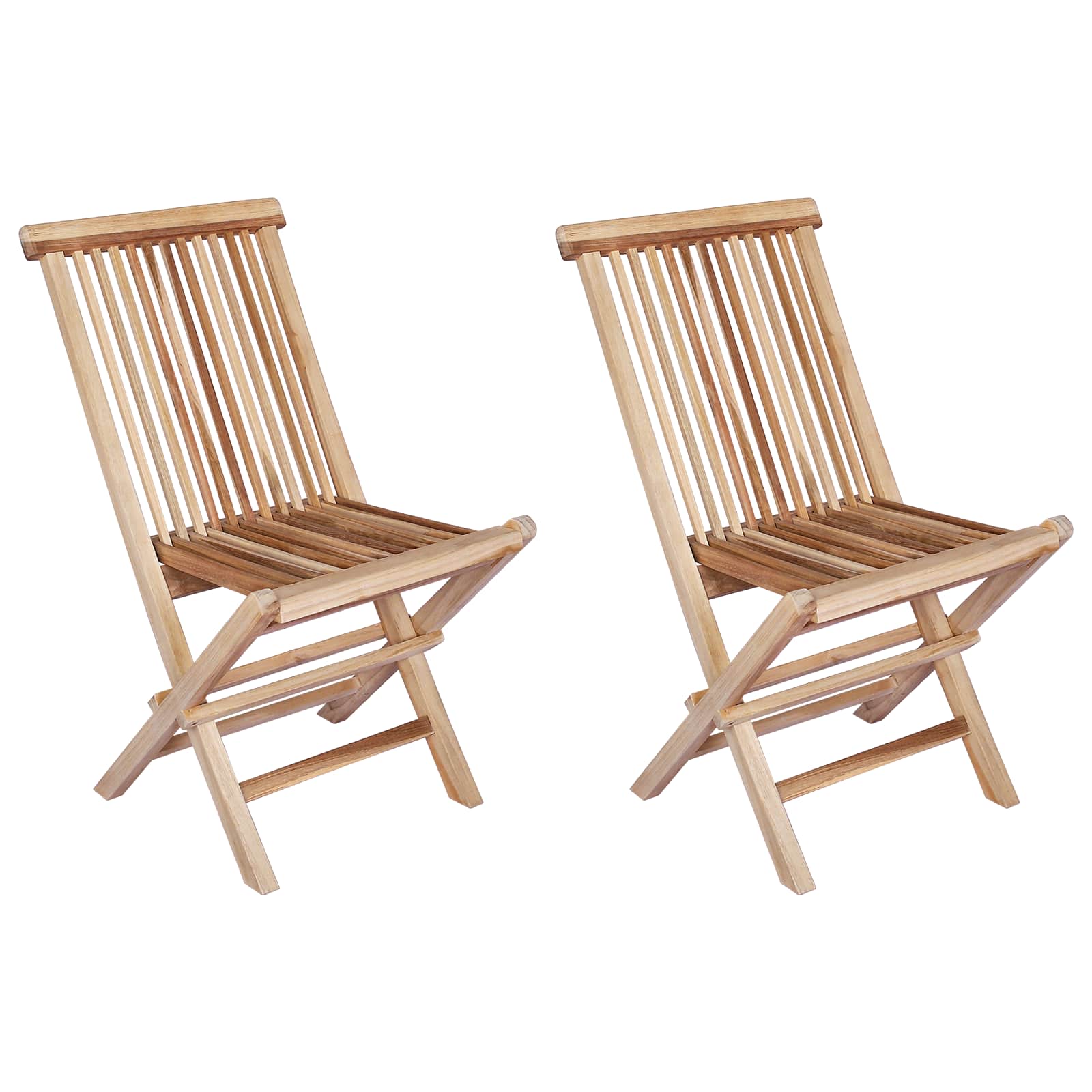 Natural Teak Folding Chair Set 47.5x61x89cm