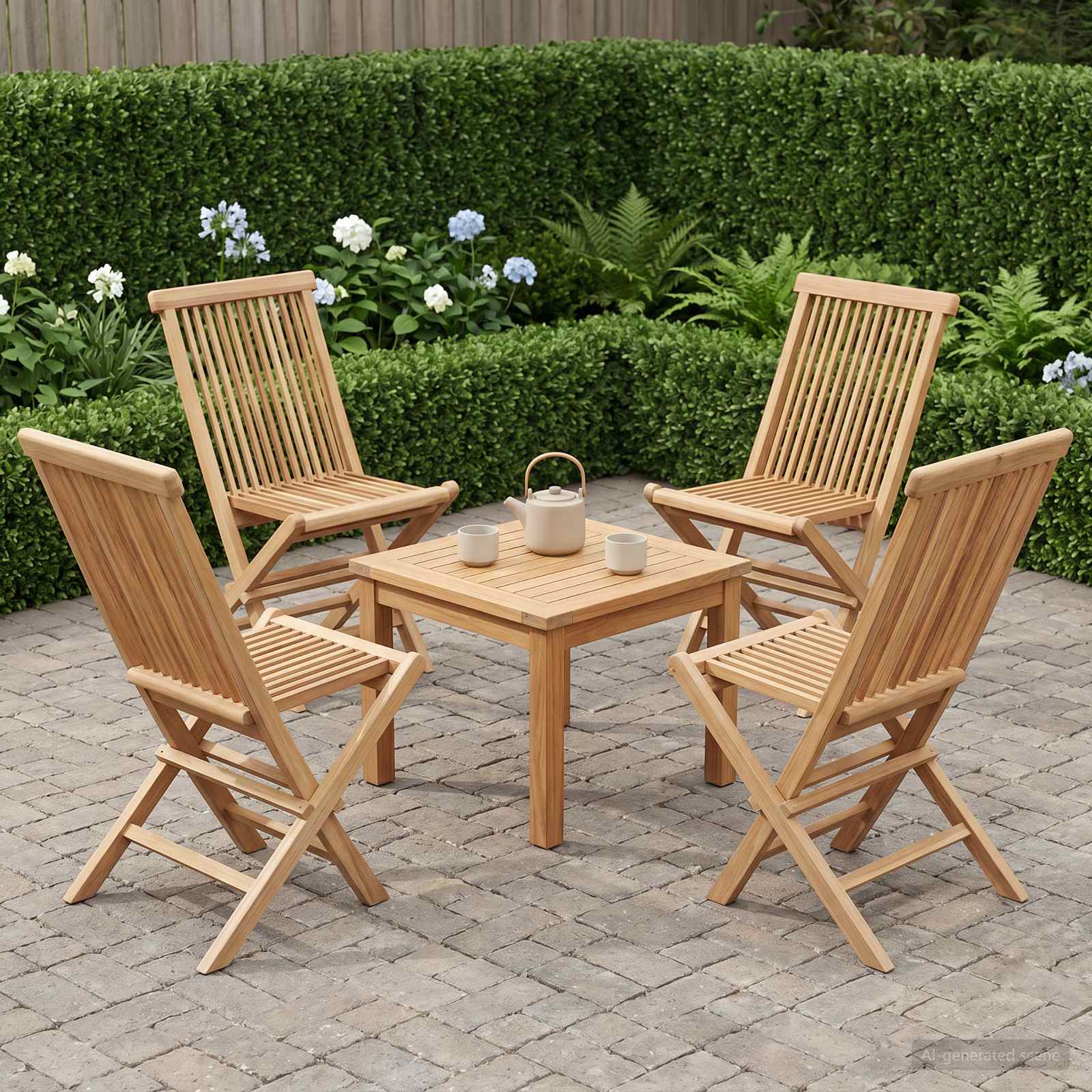 Folding Garden Chair Natural Wood 47.5x61x89cm