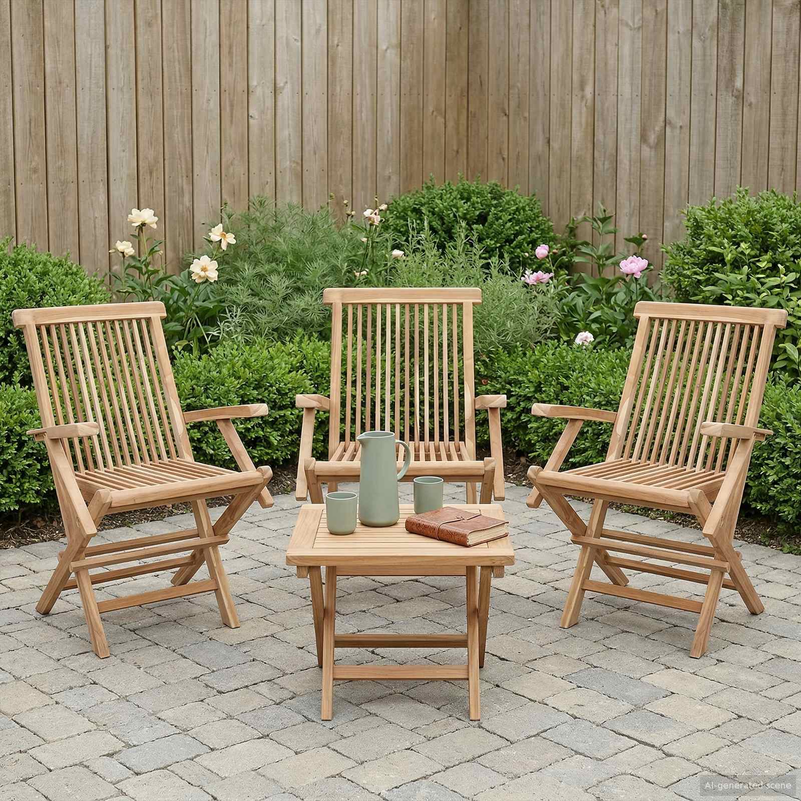 Folding Garden Chair Natural Wood 55x61x89cm