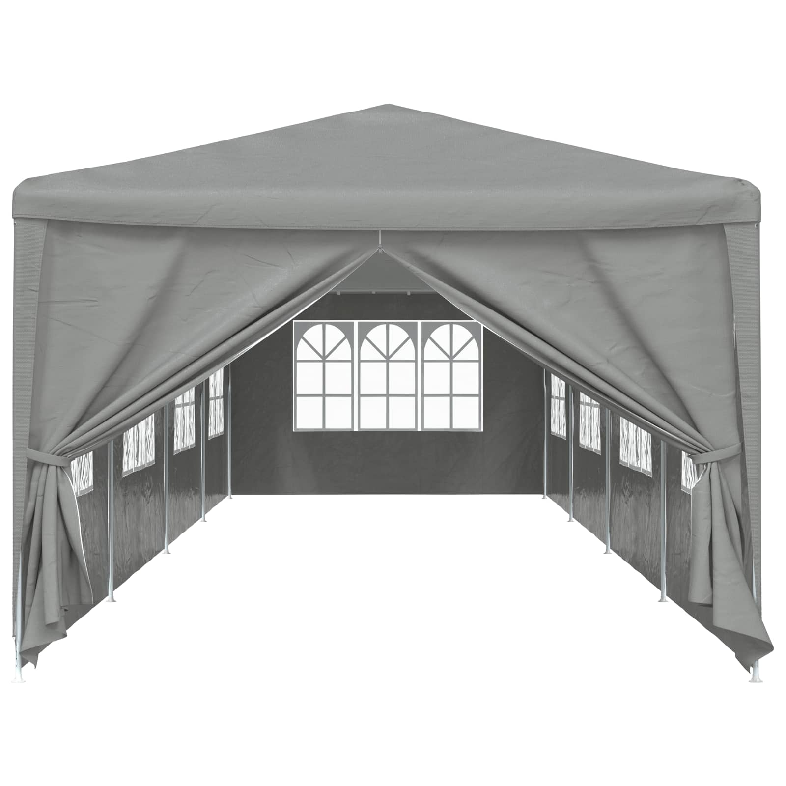 Party Tent 12x3m Light Grey PE Steel | Simpledeals