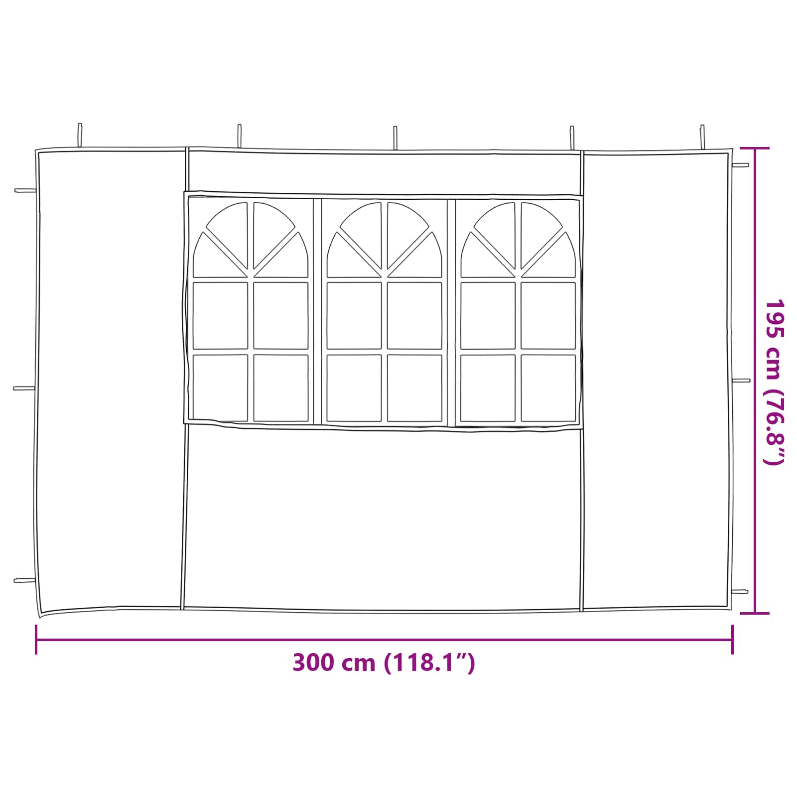 Party Tent Sidewalls 300x195cm Light Grey PE | Simpledeals