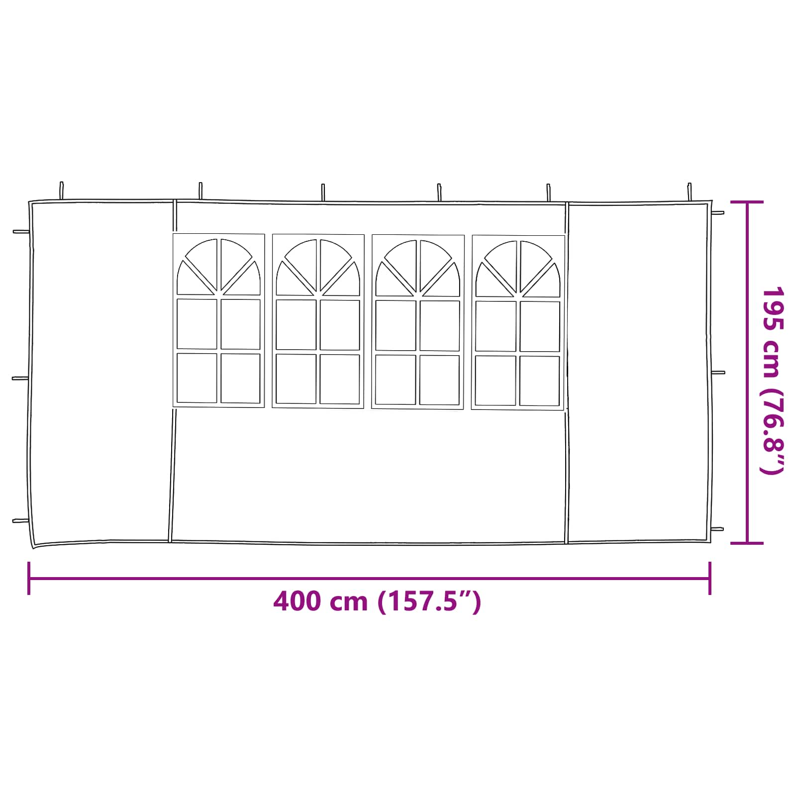 Party Tent Sidewalls 400x195cm White PE | Simpledeals