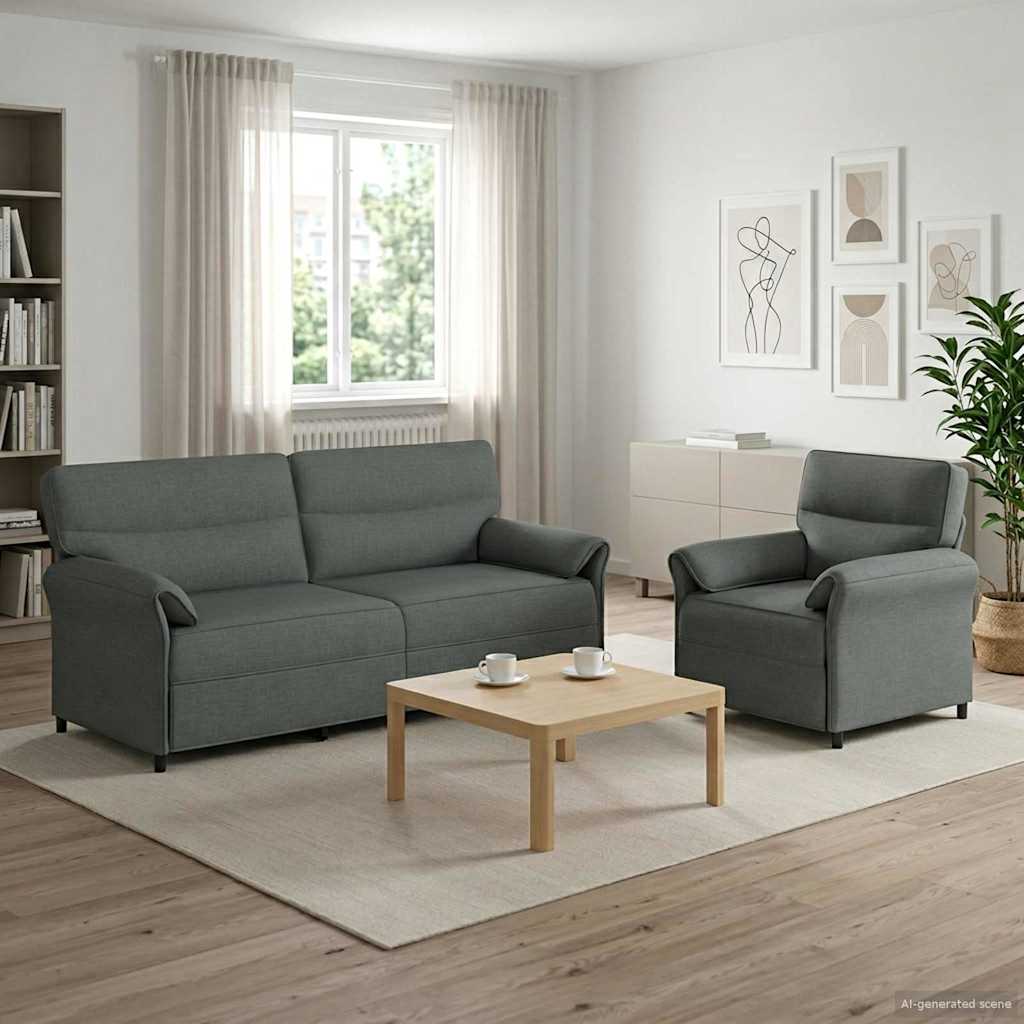 Grey Fabric Sofa Set 198x83x95cm