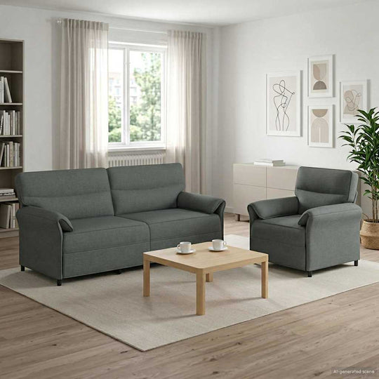 Grey Fabric Sofa Set 198x83x95cm