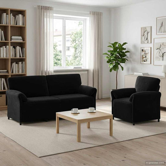 Black Velvet Sofa Set 198x83x95cm