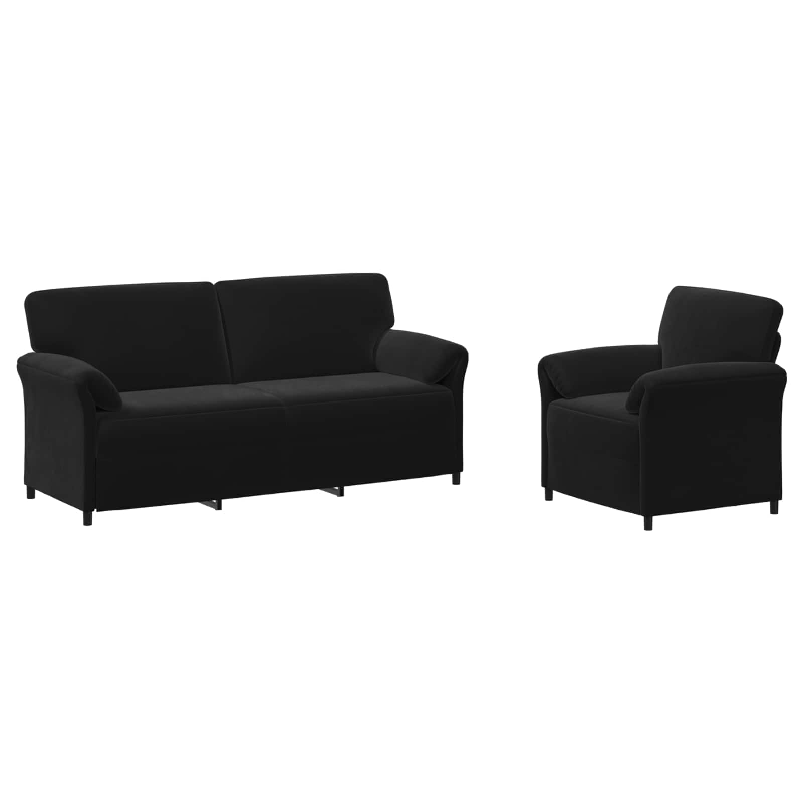 Black Velvet Sofa Set 198x83x95cm