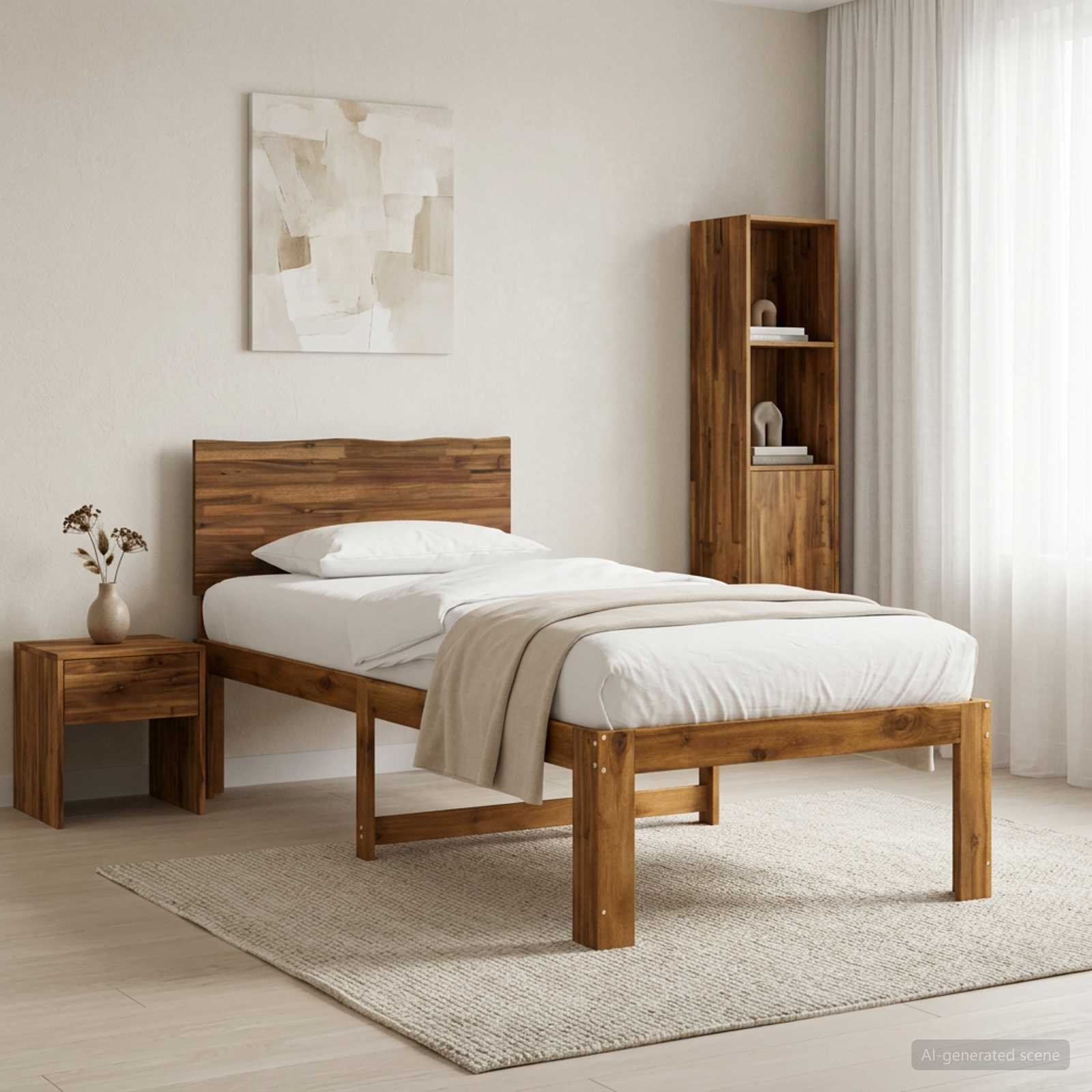 Single Bed Frame Natural Timber 90x190cm
