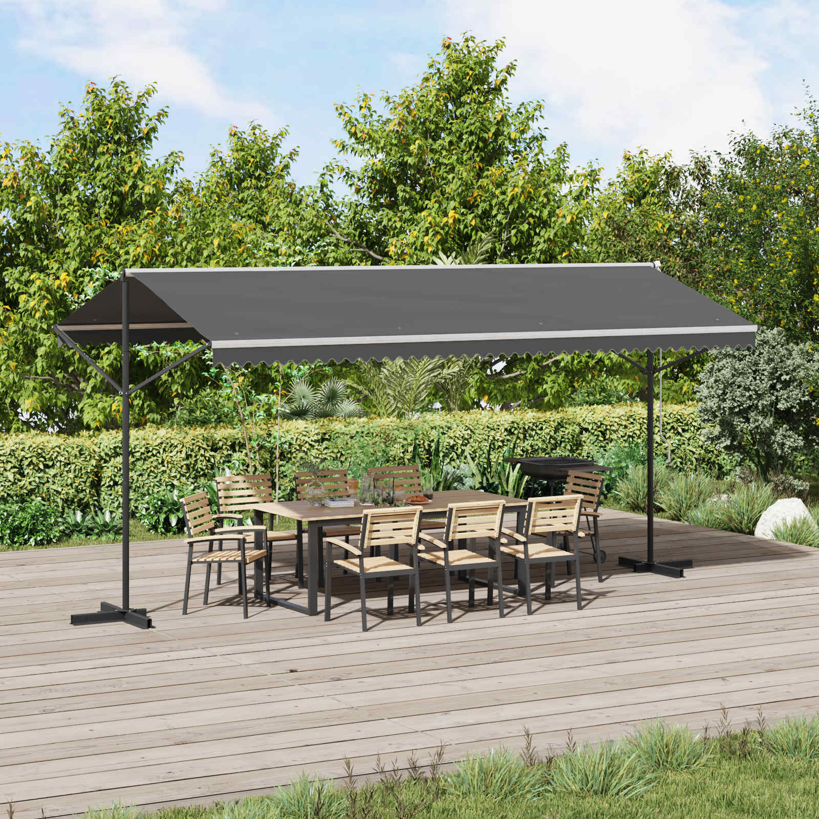 Free Standing Awning 5x3m Grey Polyester | Simpledeals