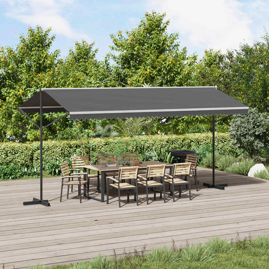 Free Standing Awning 5x3m Grey Polyester - Home & Garden > Lawn & Garden > Outdoor Living > Outdoor Umbrellas & Sunshade