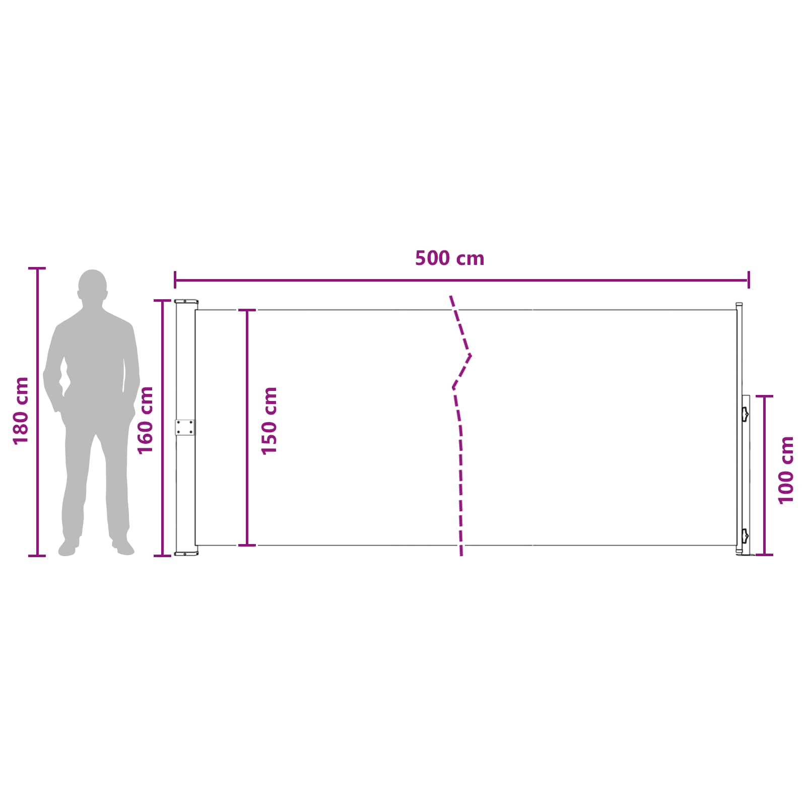 Retractable Side Awning Anthracite 500x160cm | Simpledeals