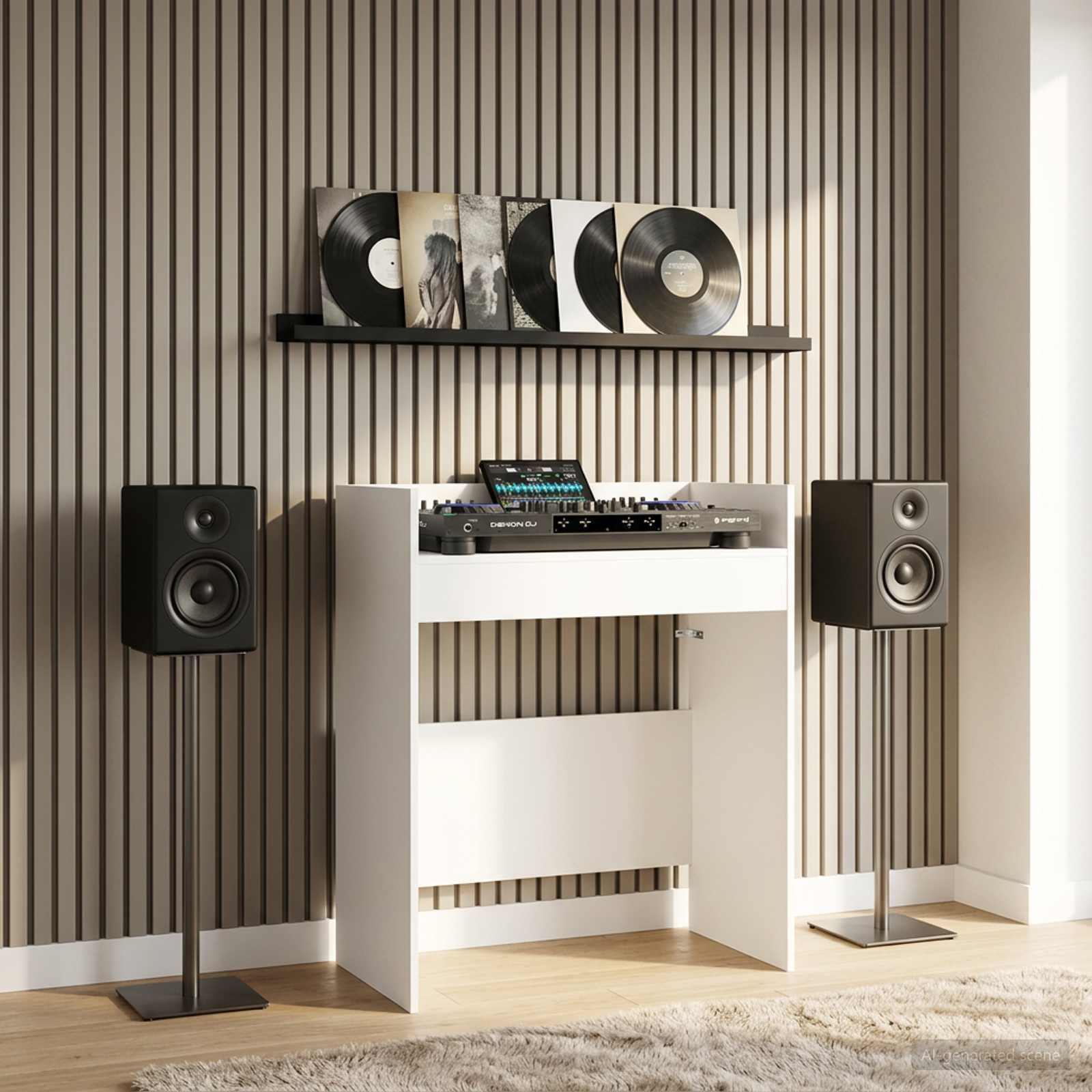 DJ Table White Engineered Wood 102x45x102cm