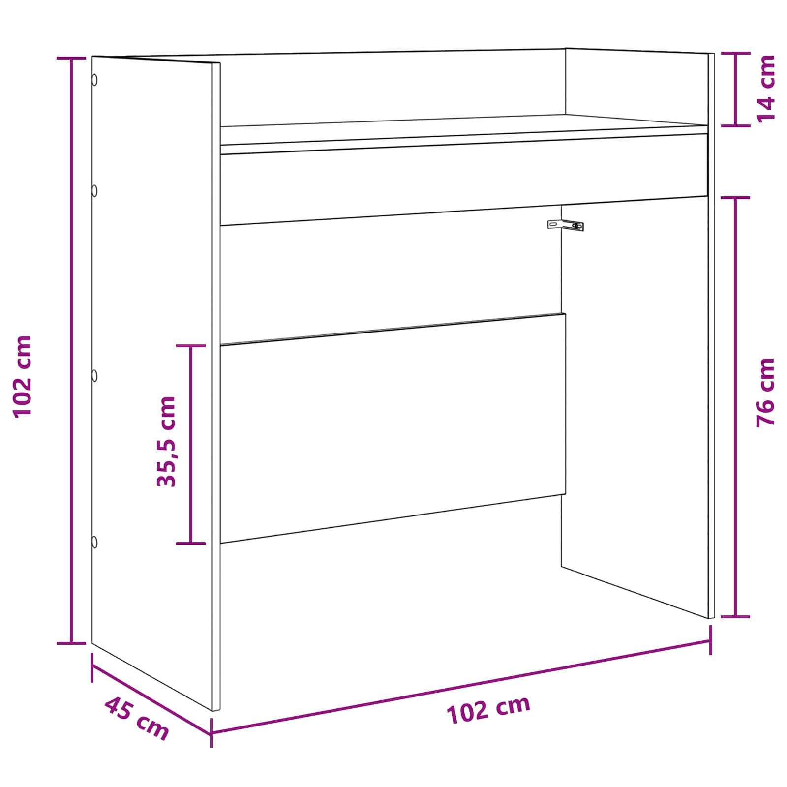 DJ Table White Engineered Wood 102x45x102cm