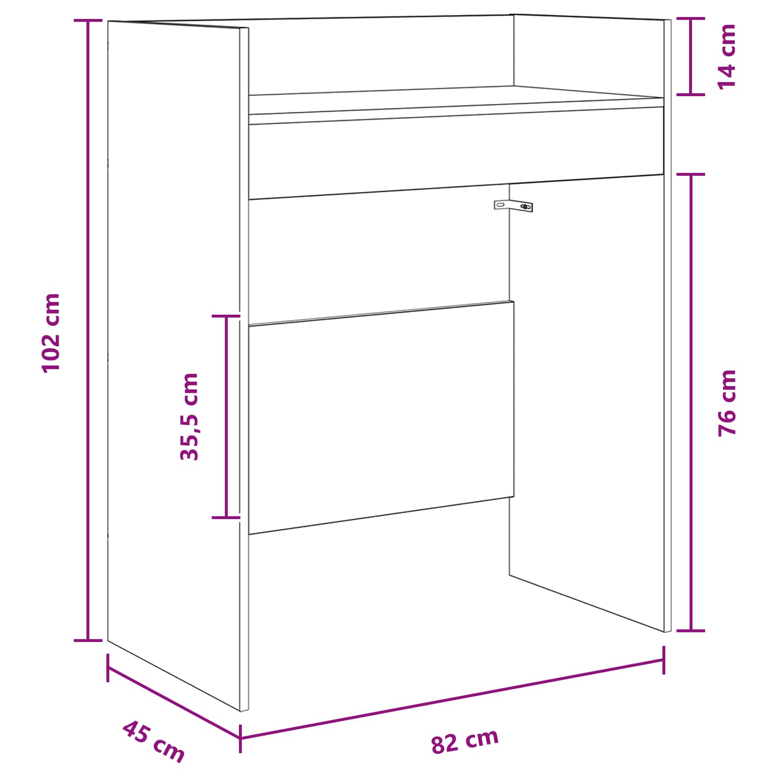 DJ Table White Engineered Wood 82x45x102cm