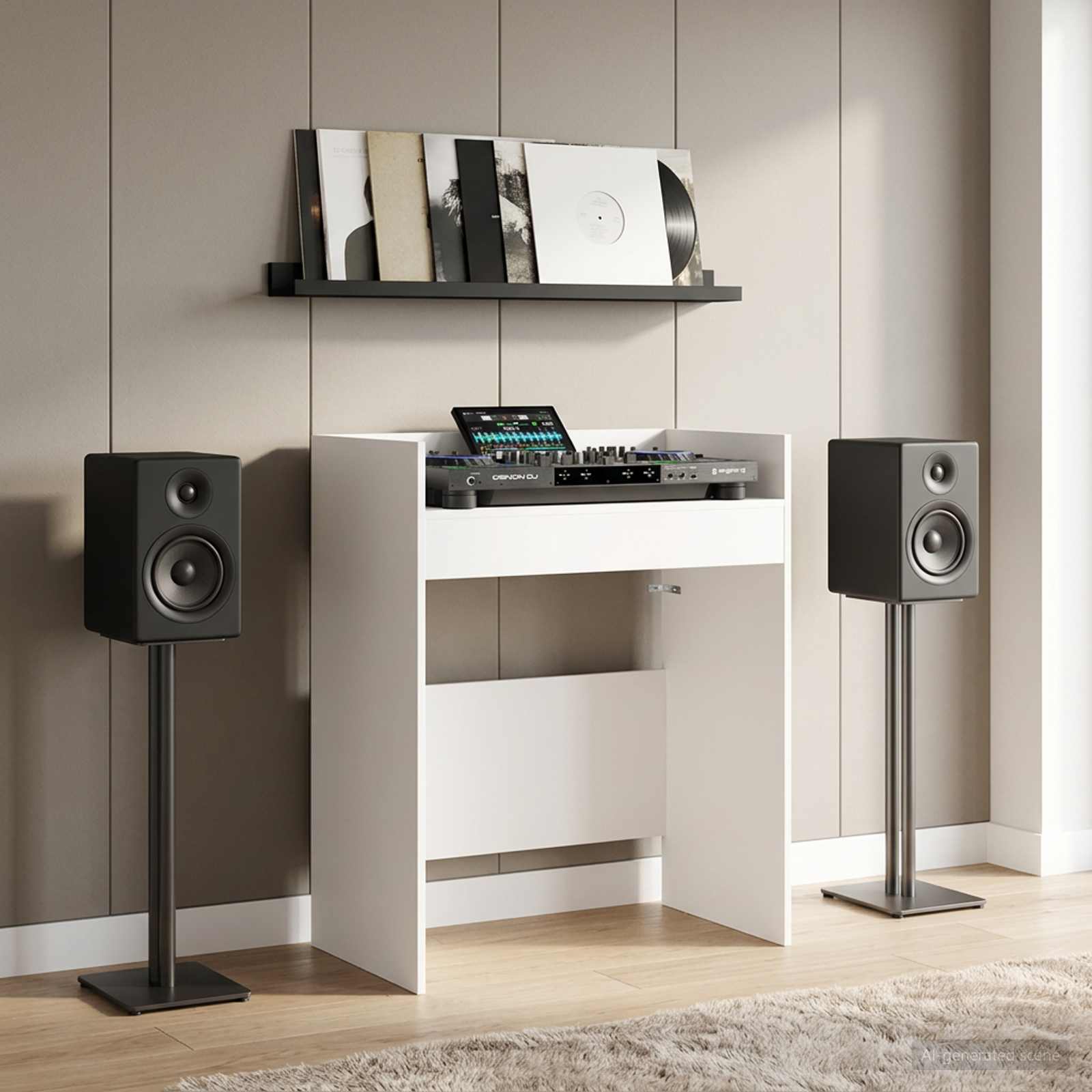 DJ Table White Engineered Wood 62x45x102cm