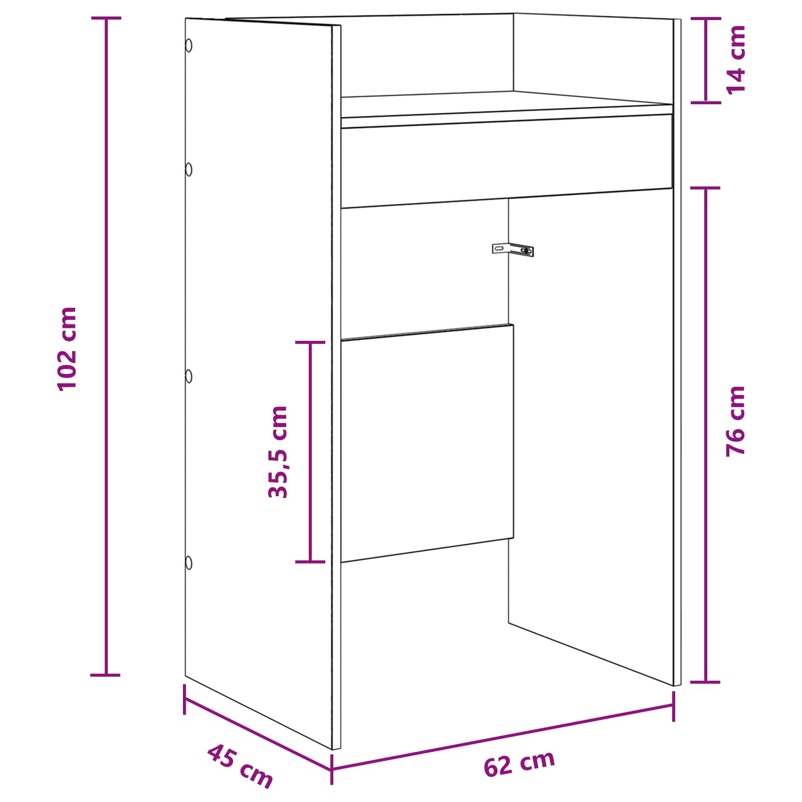 DJ Table White Engineered Wood 62x45x102cm