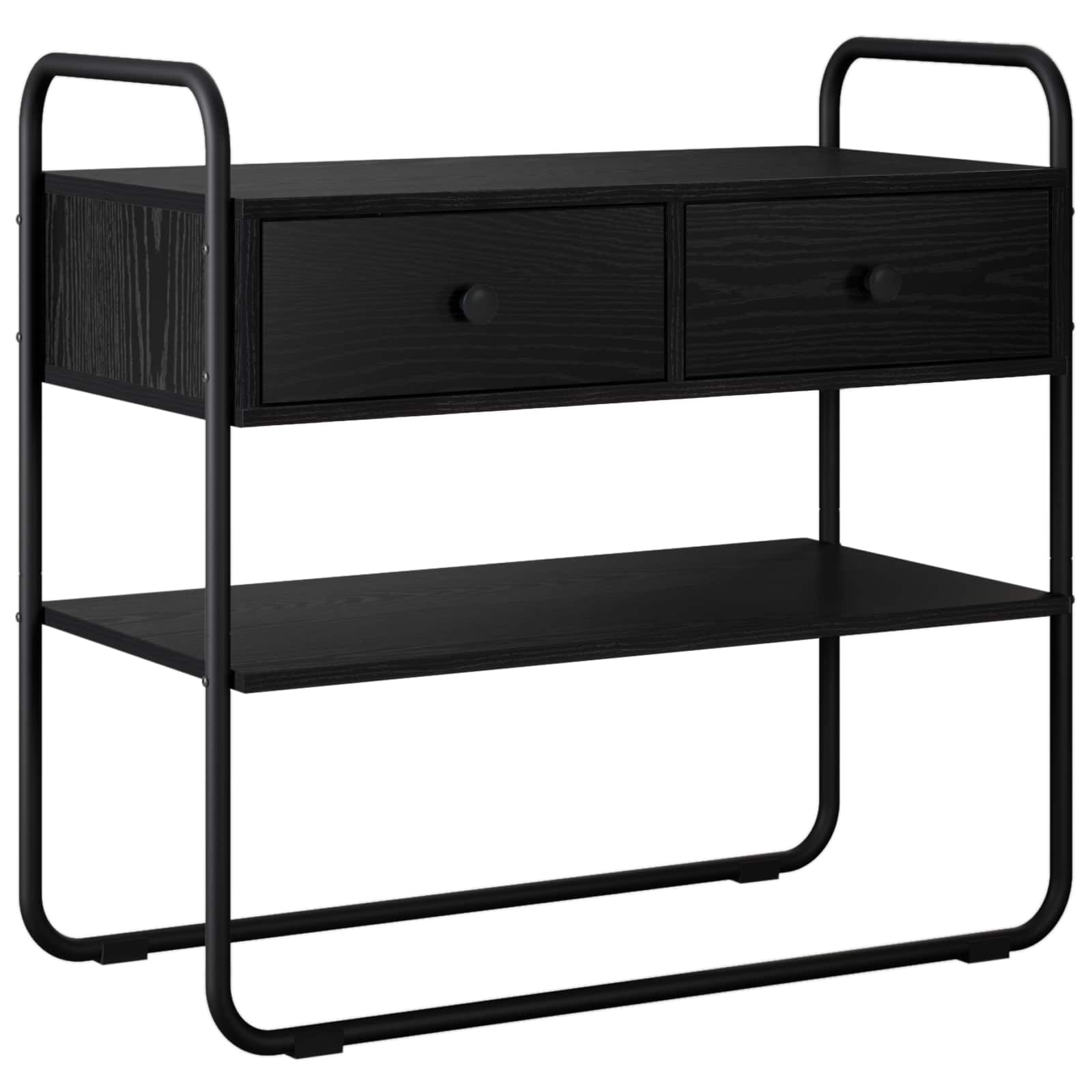 Black Oak Console Table 2 Drawers 80cm | Simpledeals