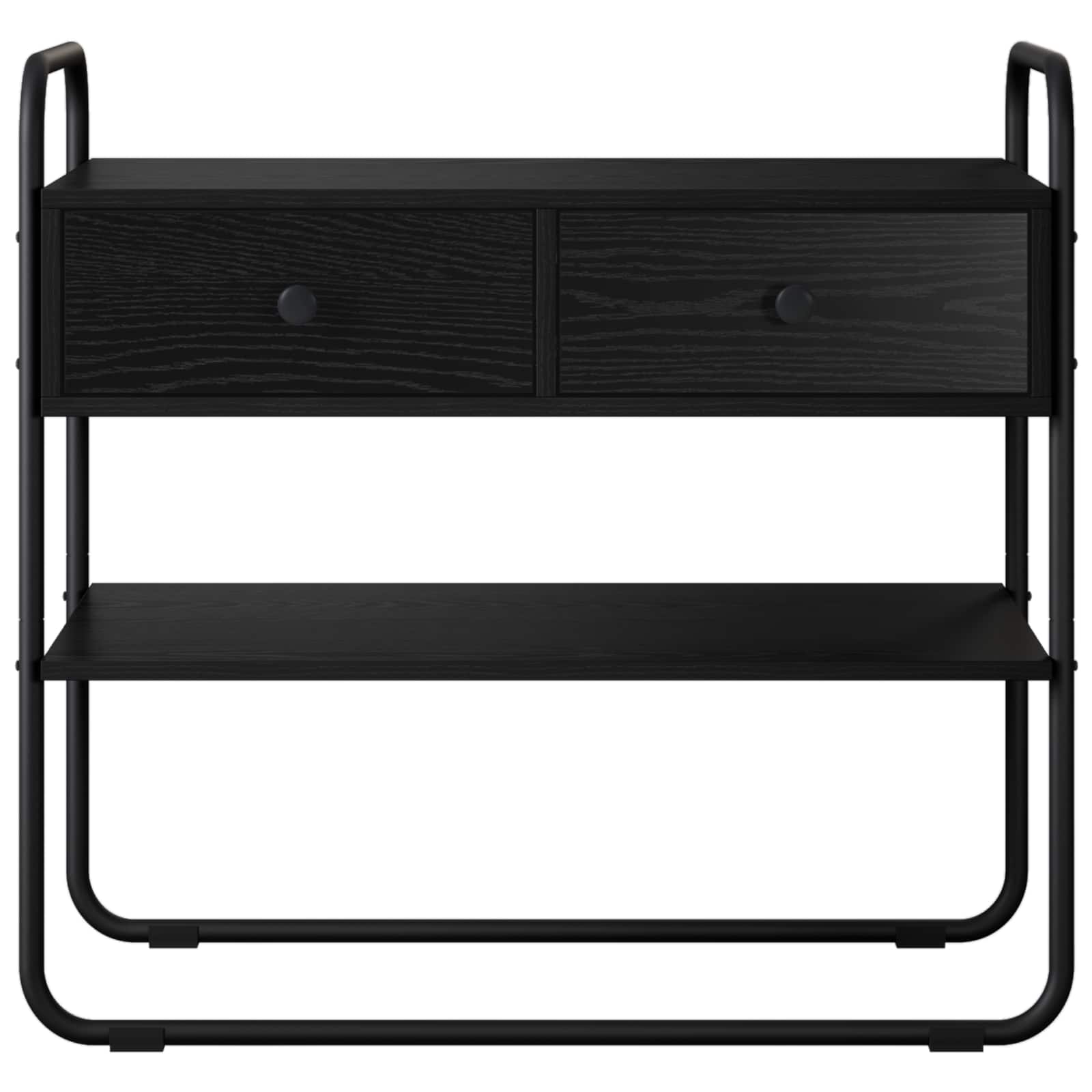 Black Oak Console Table 2 Drawers 80cm | Simpledeals