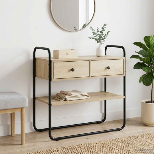 Sonoma Oak Console Table 2 Drawers 80cm | Simpledeals