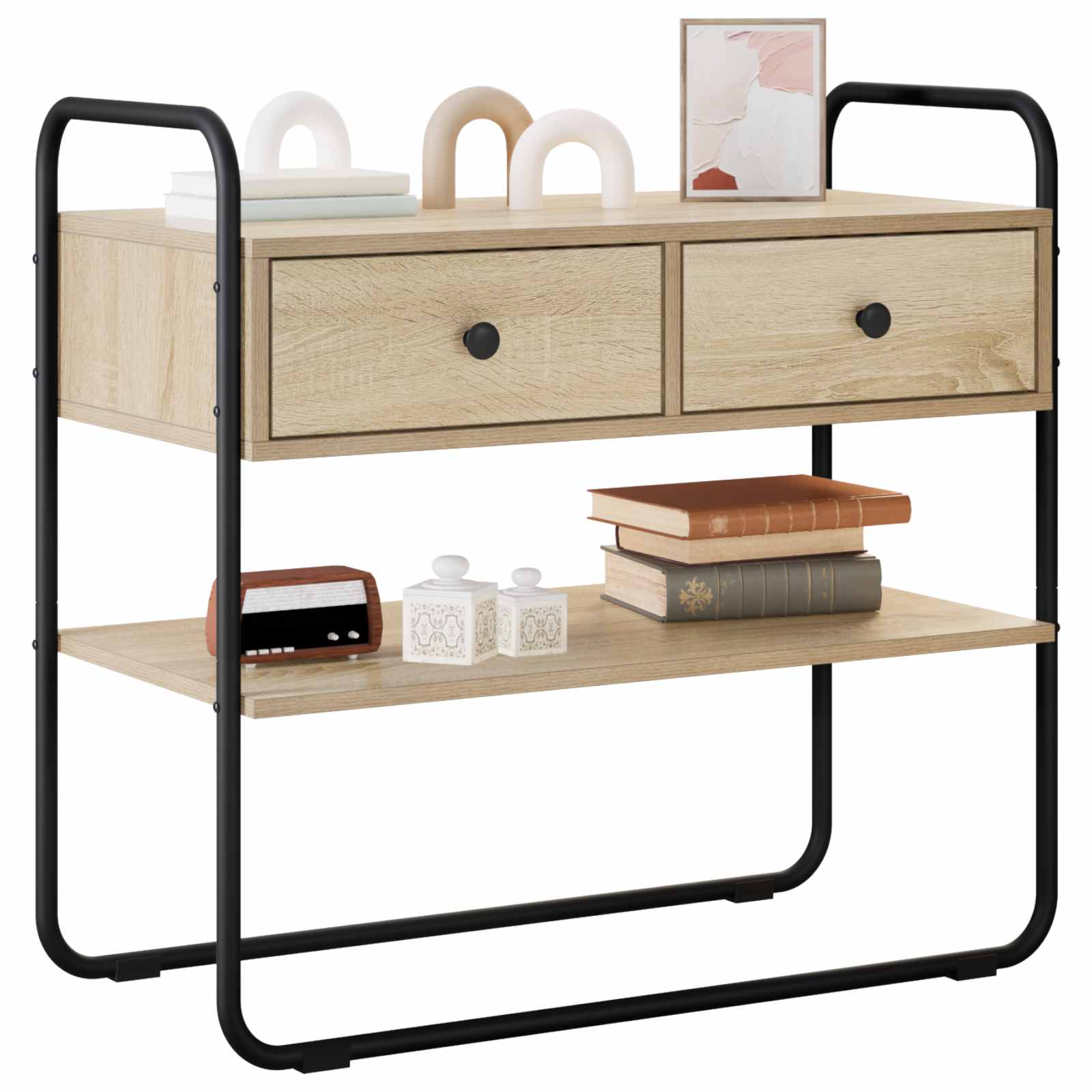 Sonoma Oak Console Table 2 Drawers 80cm | Simpledeals