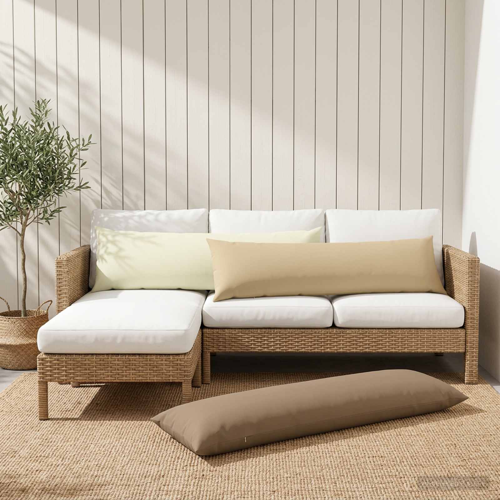 Beige Outdoor Cushion Pillow 40x145cm