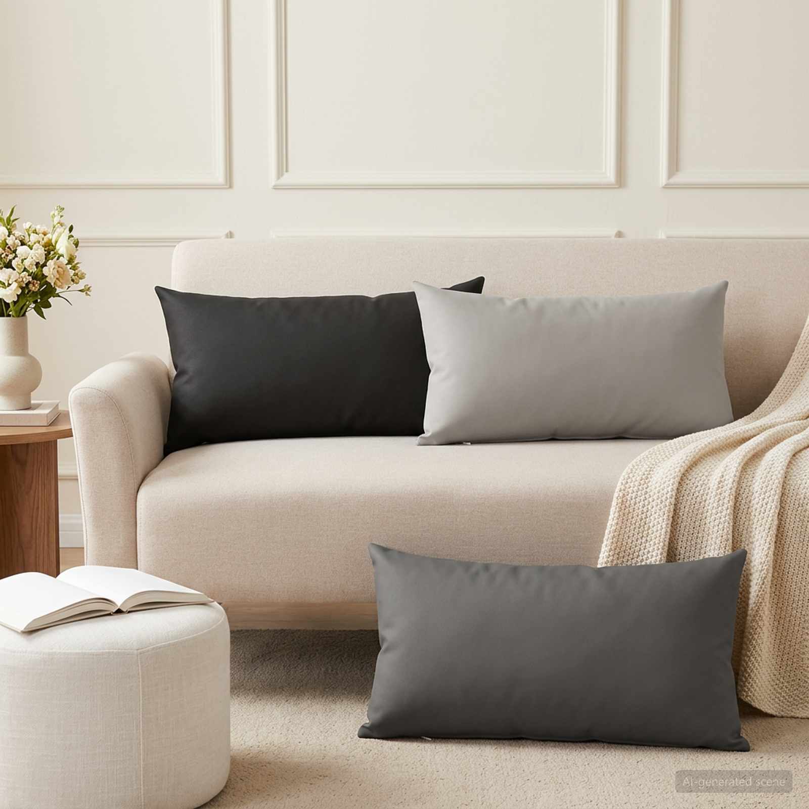 Outdoor Cushion Black Polyester 40x70cm