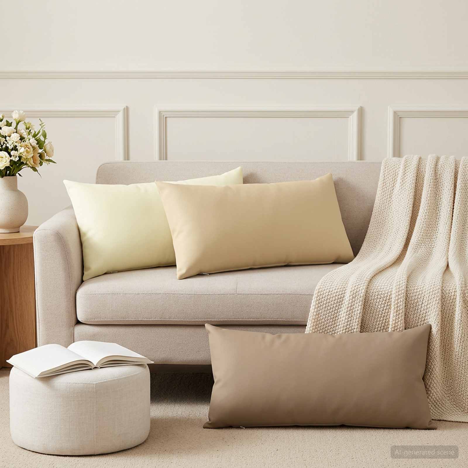 Outdoor Cushion Set Beige Polyester 40x80cm