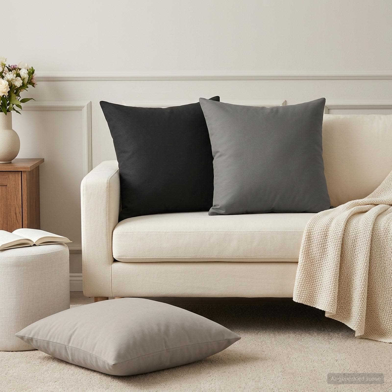 Outdoor Cushion Black Polyester 50x50cm