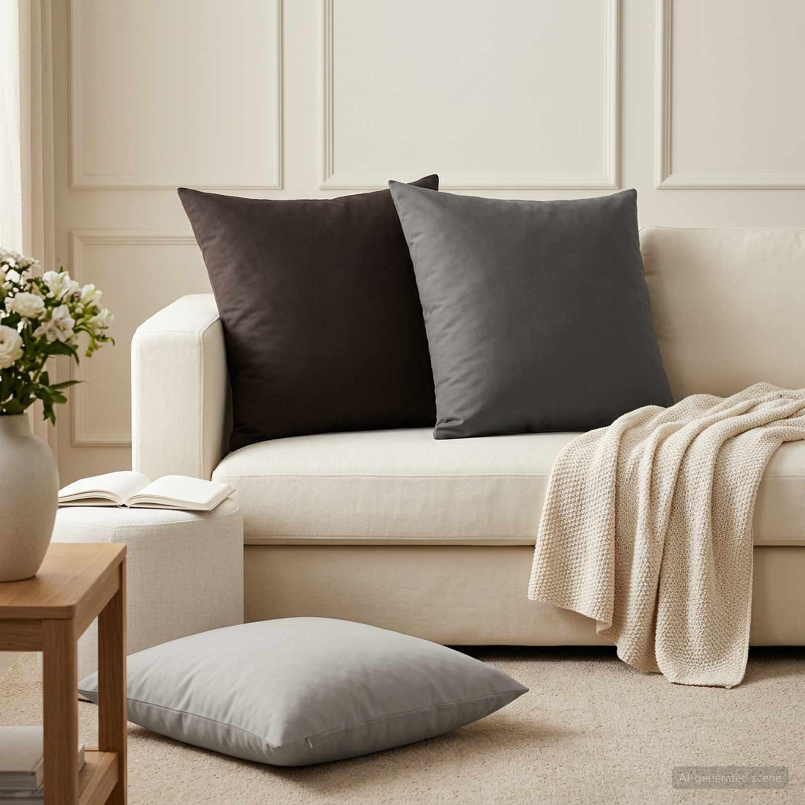 Grey Outdoor Cushion Set 60x60cm