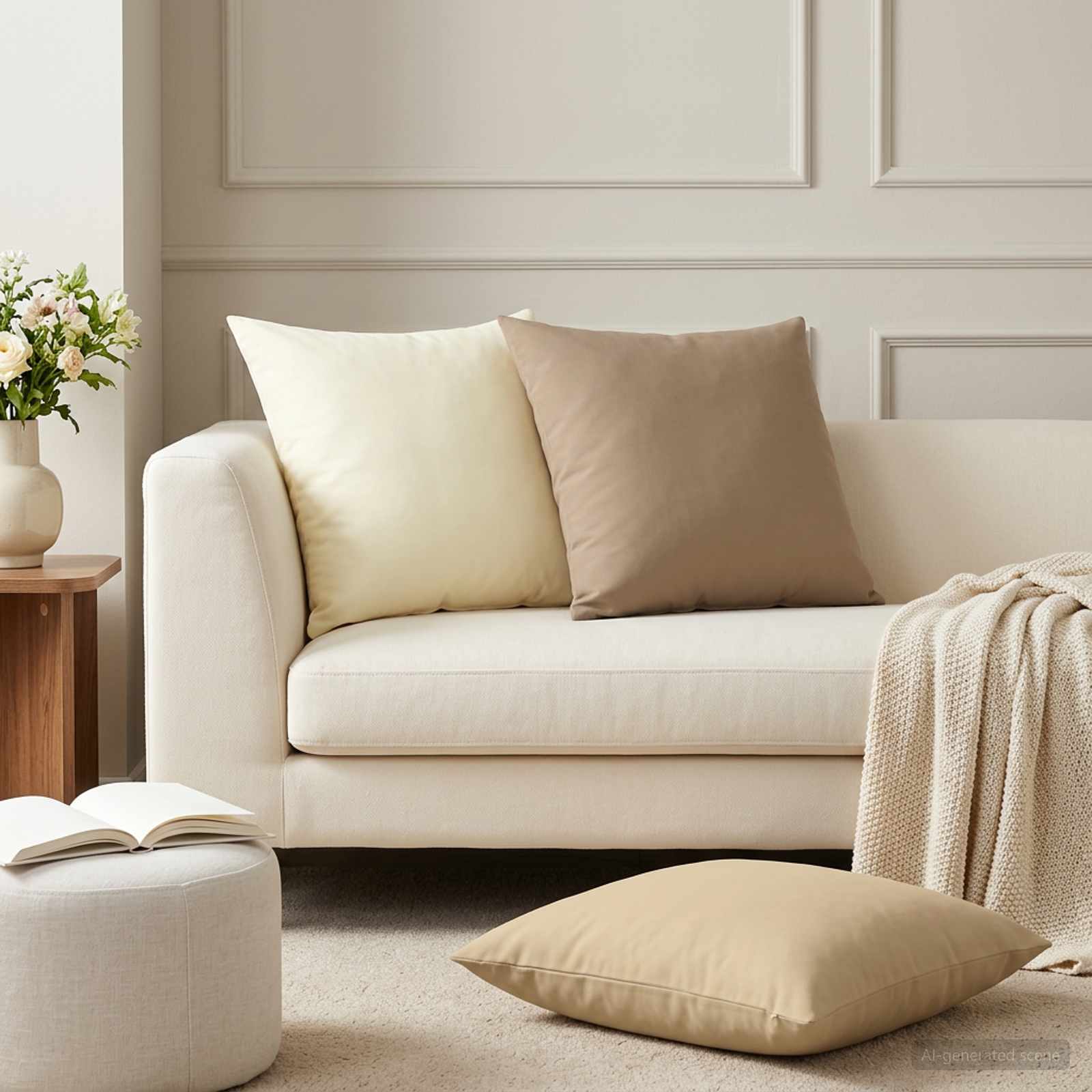 Cream Outdoor Cushion Set 60x60cm