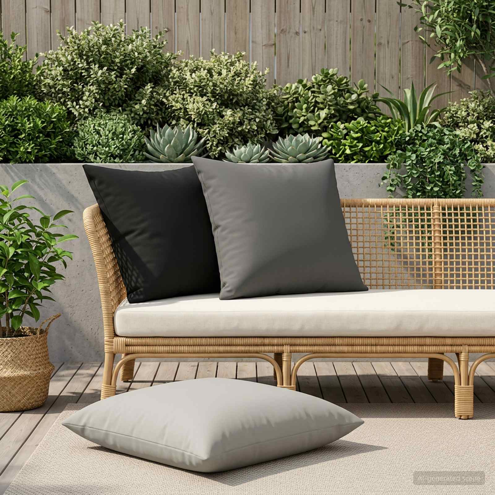 Outdoor Cushion Black Polyester 65x65cm