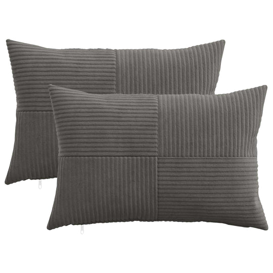 Cushion Covers Dark Grey Corduroy 30x50cm
