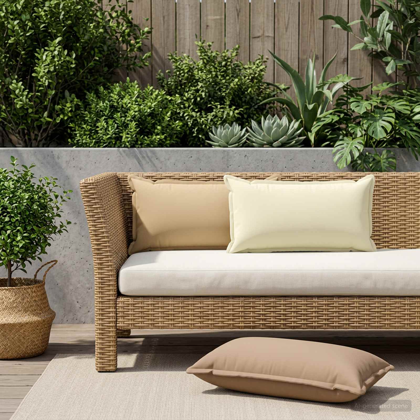 Outdoor Cushion Beige Polyester 40x70cm