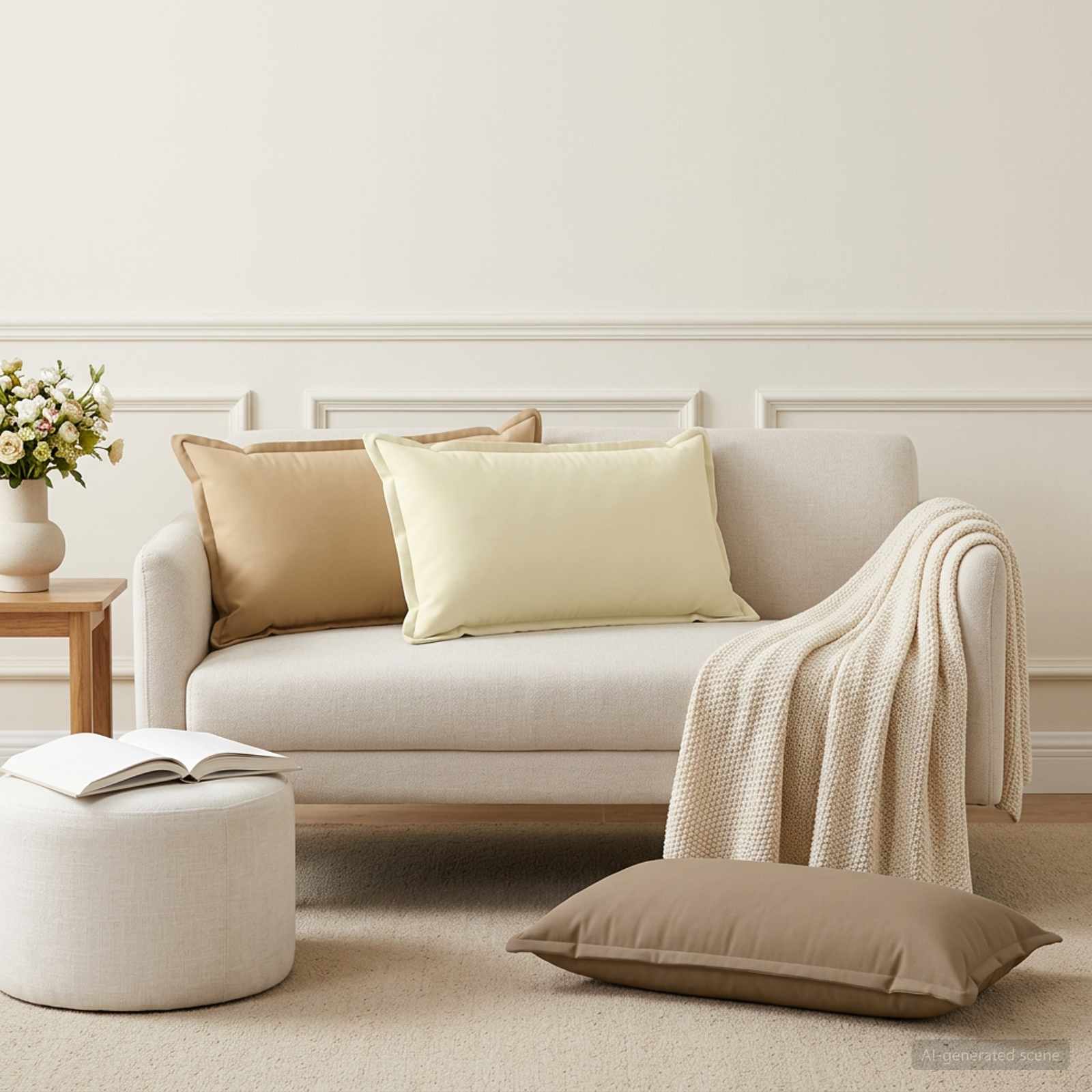 Outdoor Cushion Beige Polyester 40x70cm