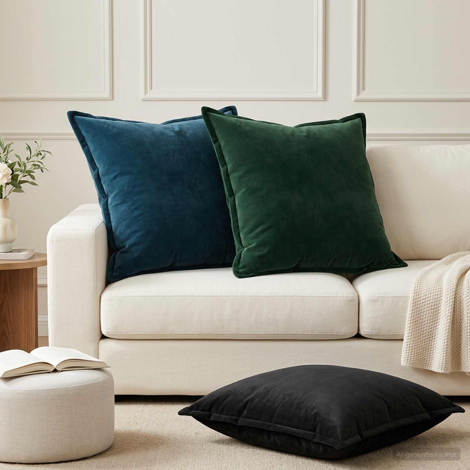 Velvet Cushion Black 65x65cm