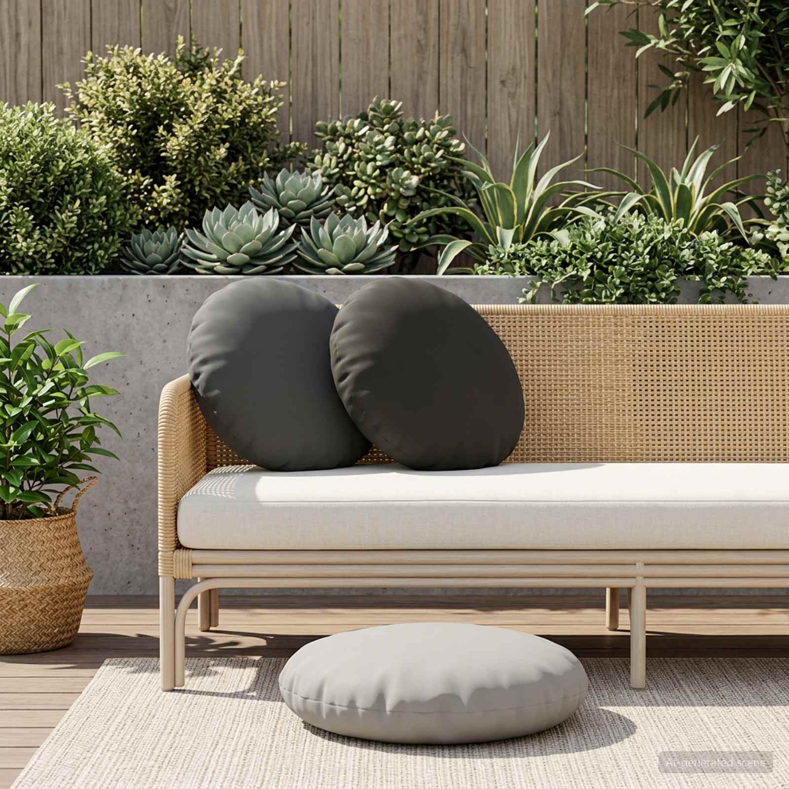 Black Polyester Cushion Set 2pcs